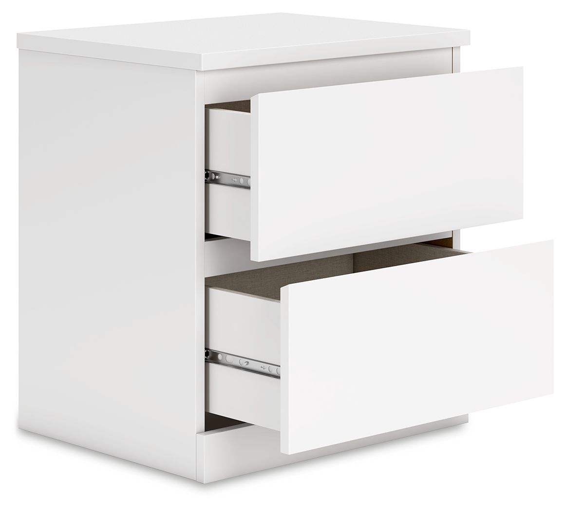 Onita - Two Drawer Night Stand - White, white, view 4