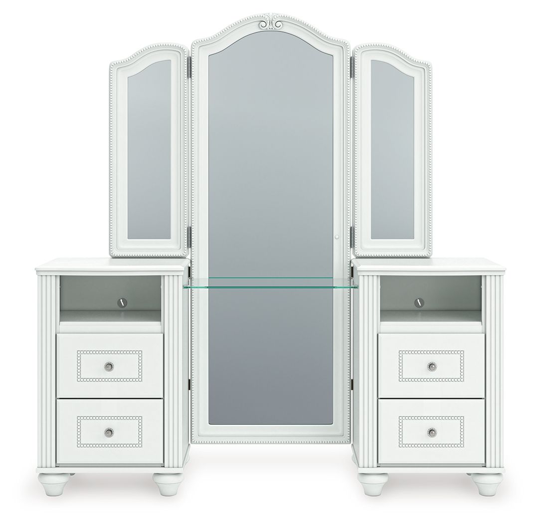 Ashley Furniture Kozlani - Vanity With Mirror - White - Image 7
