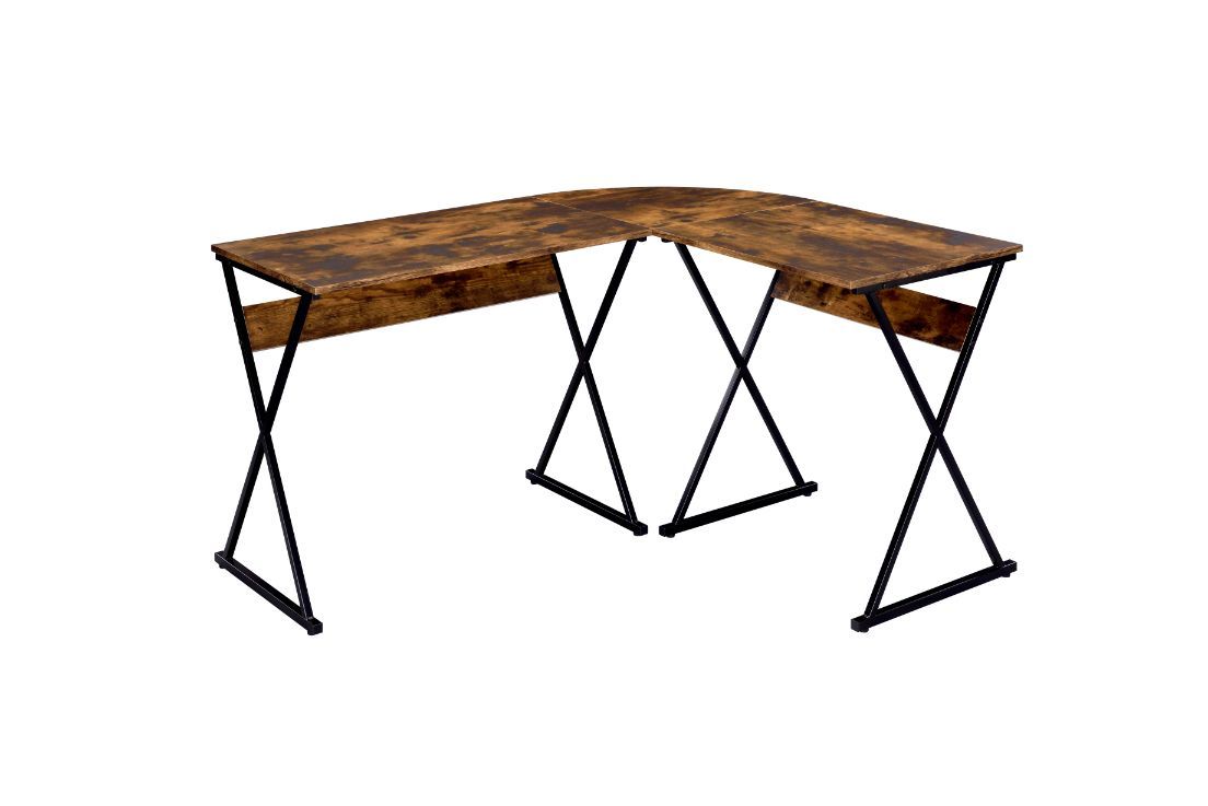 Zafiri - Writing Desk - Weathered Oak & Black, dark brown