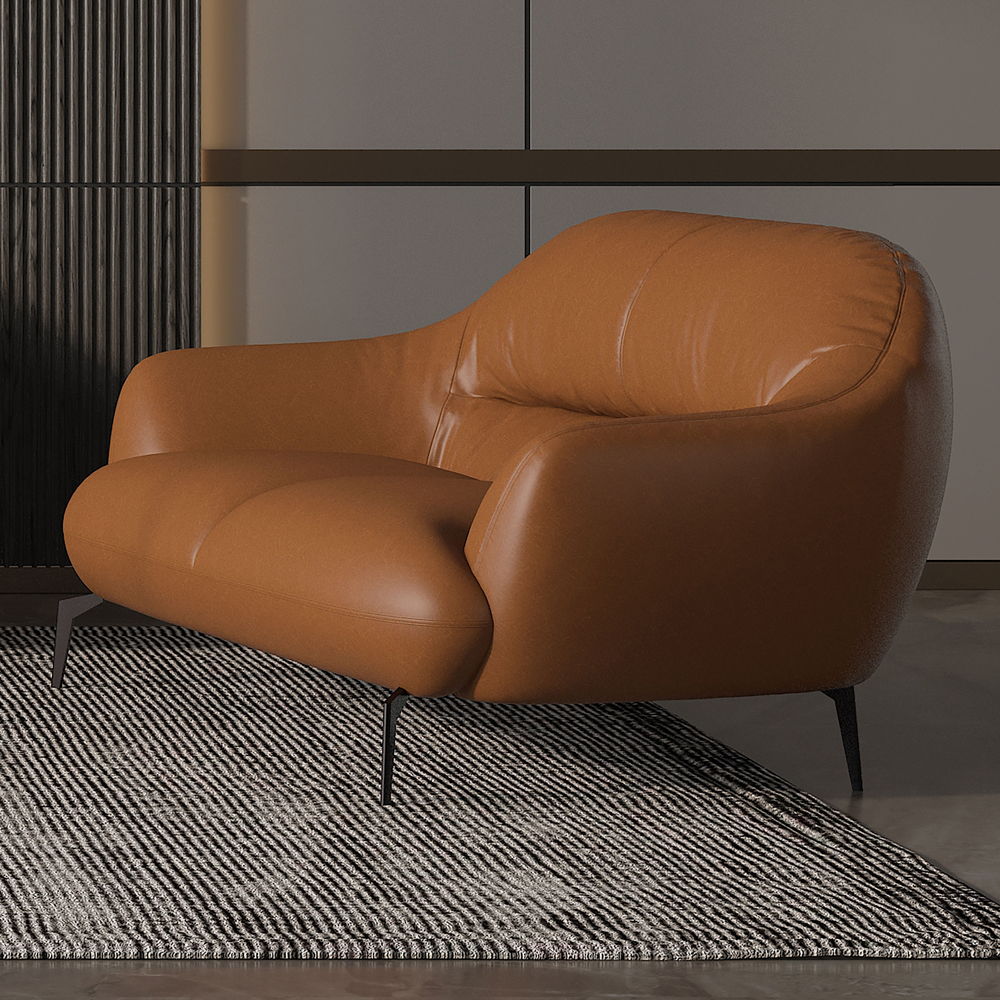 Leonia - Loveseat - Cognac Leather, dark brown