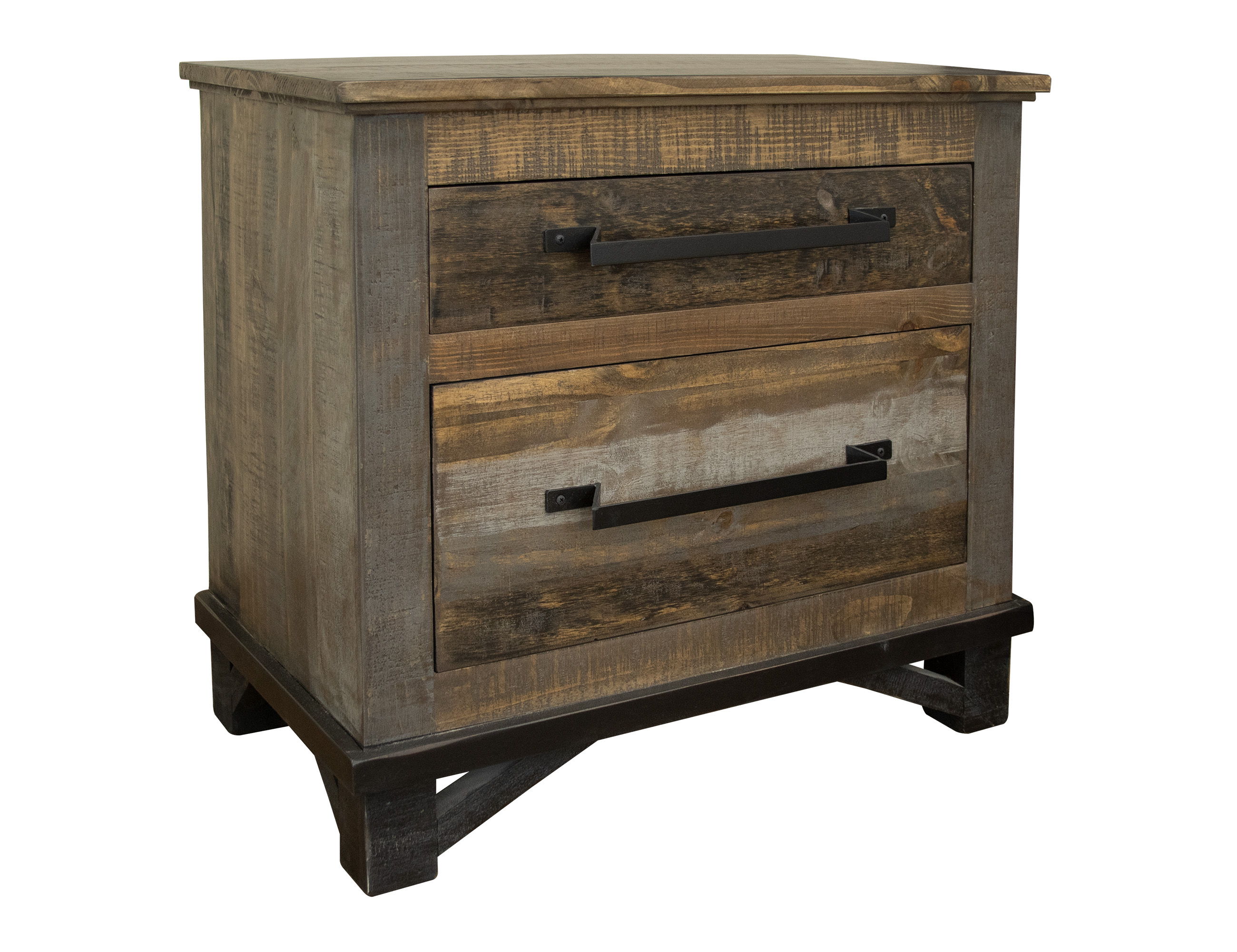 International Furniture Direct Loft Brown - 2 Drawer Nightstand - Two Tone Gray / Brown