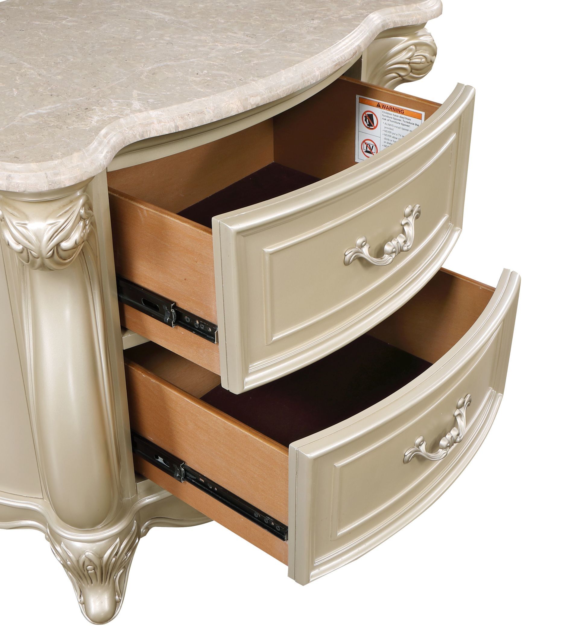Monique - Nightstand With Marble Top - Champagne, beige, view 5