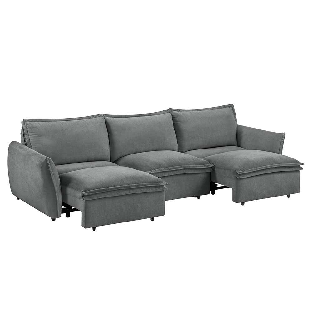 Eaden - Power Sofa With Sleeper - Gray Chenille, dark gray, view 3
