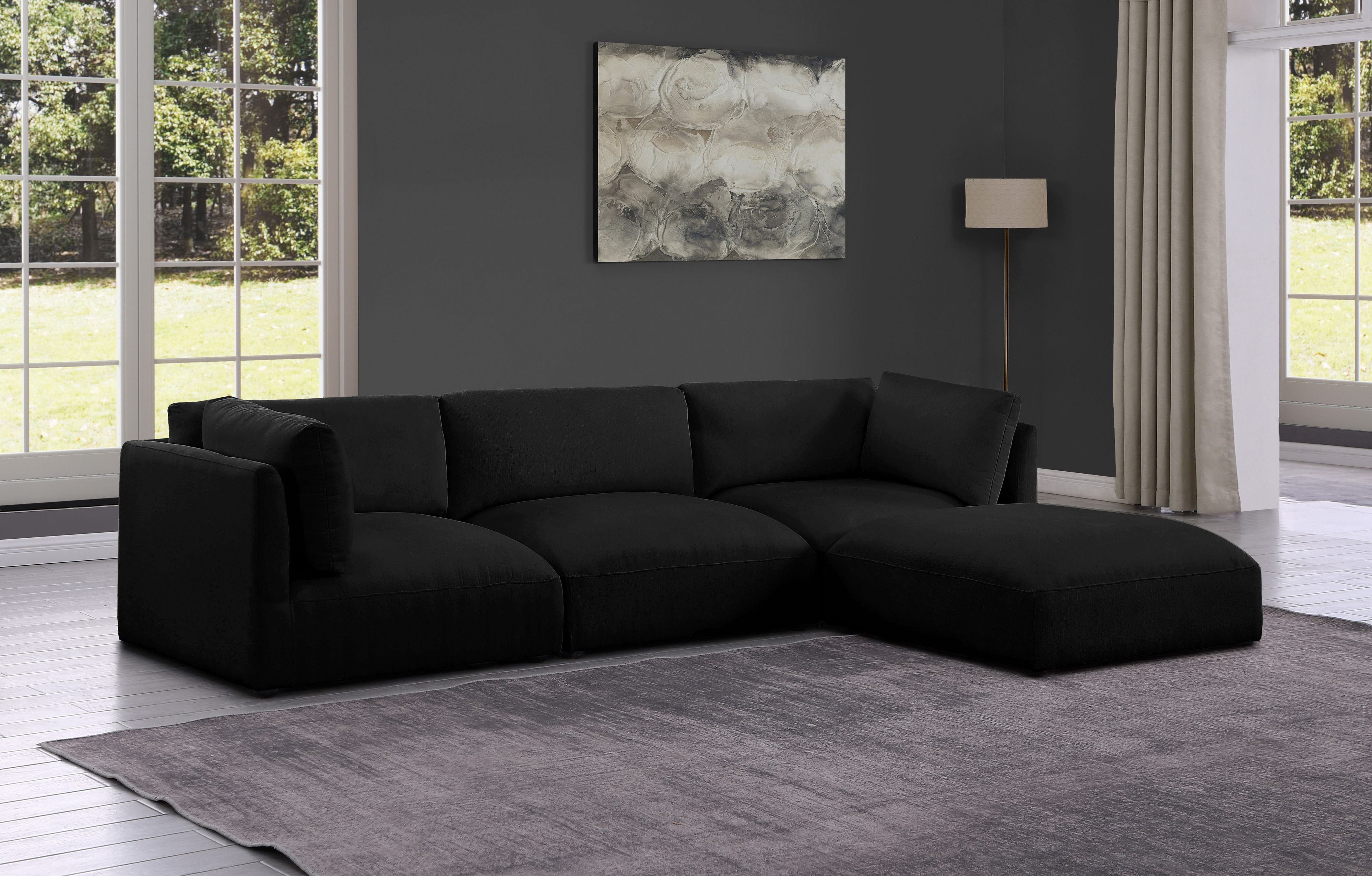 Ease - 4 Piece Modular Sectional - Black