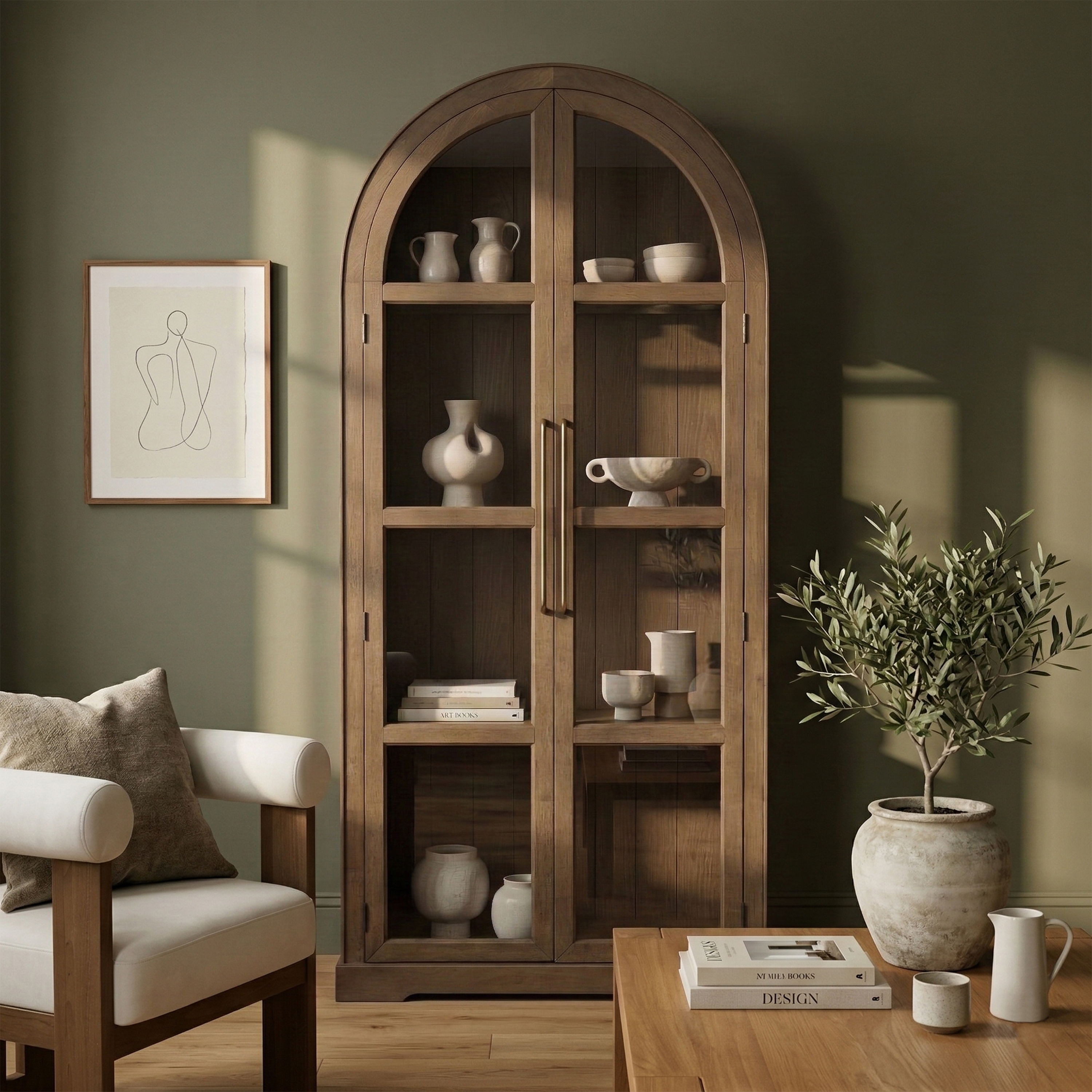 Corva - Solid Wood, Oak Veneer And Stainless Steel Storage Cabinet - Brown