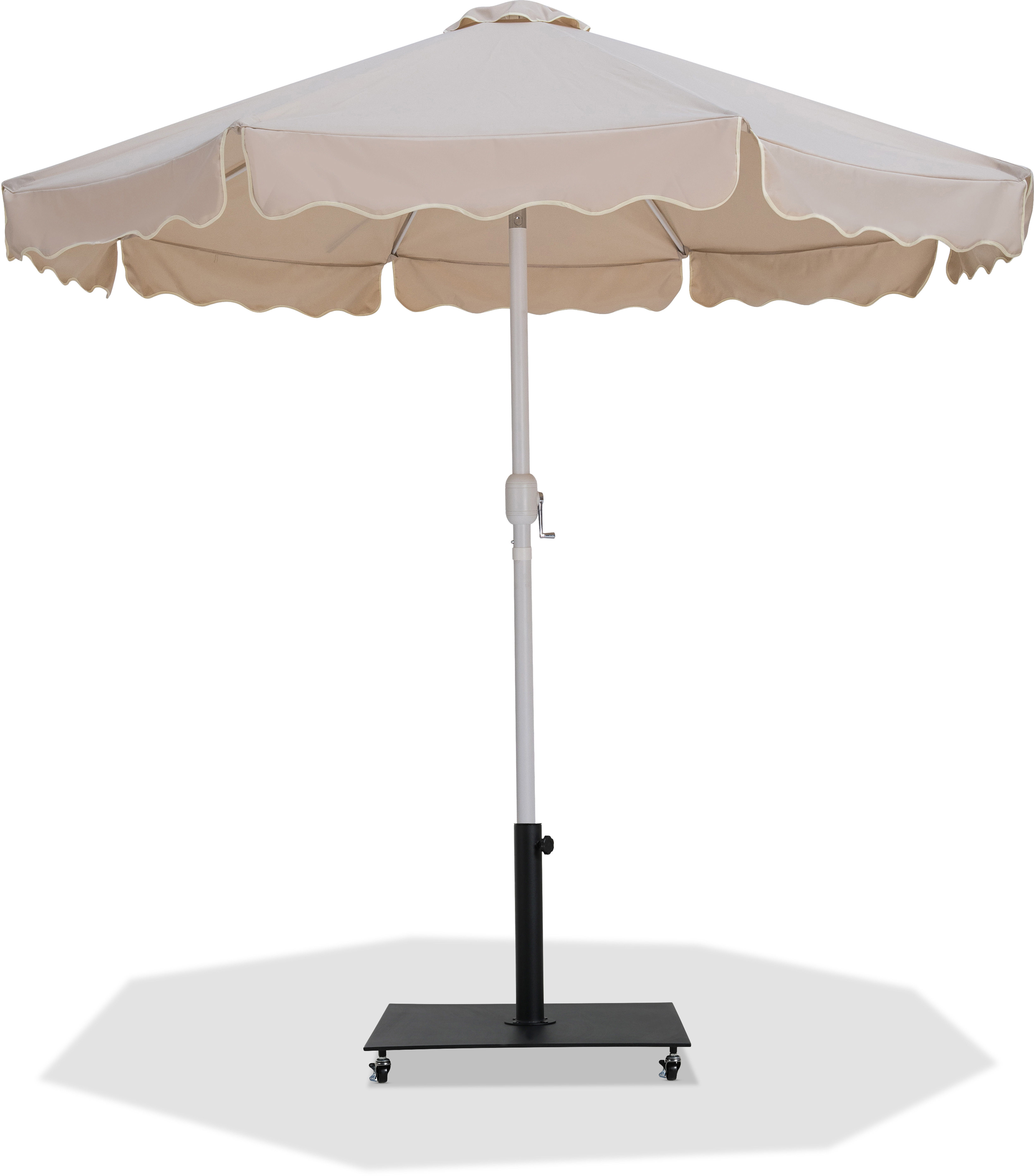 Amalfi - With Cream Piping Aluminum Patio Umbrella with Base Fabric - Beige / Matte Black