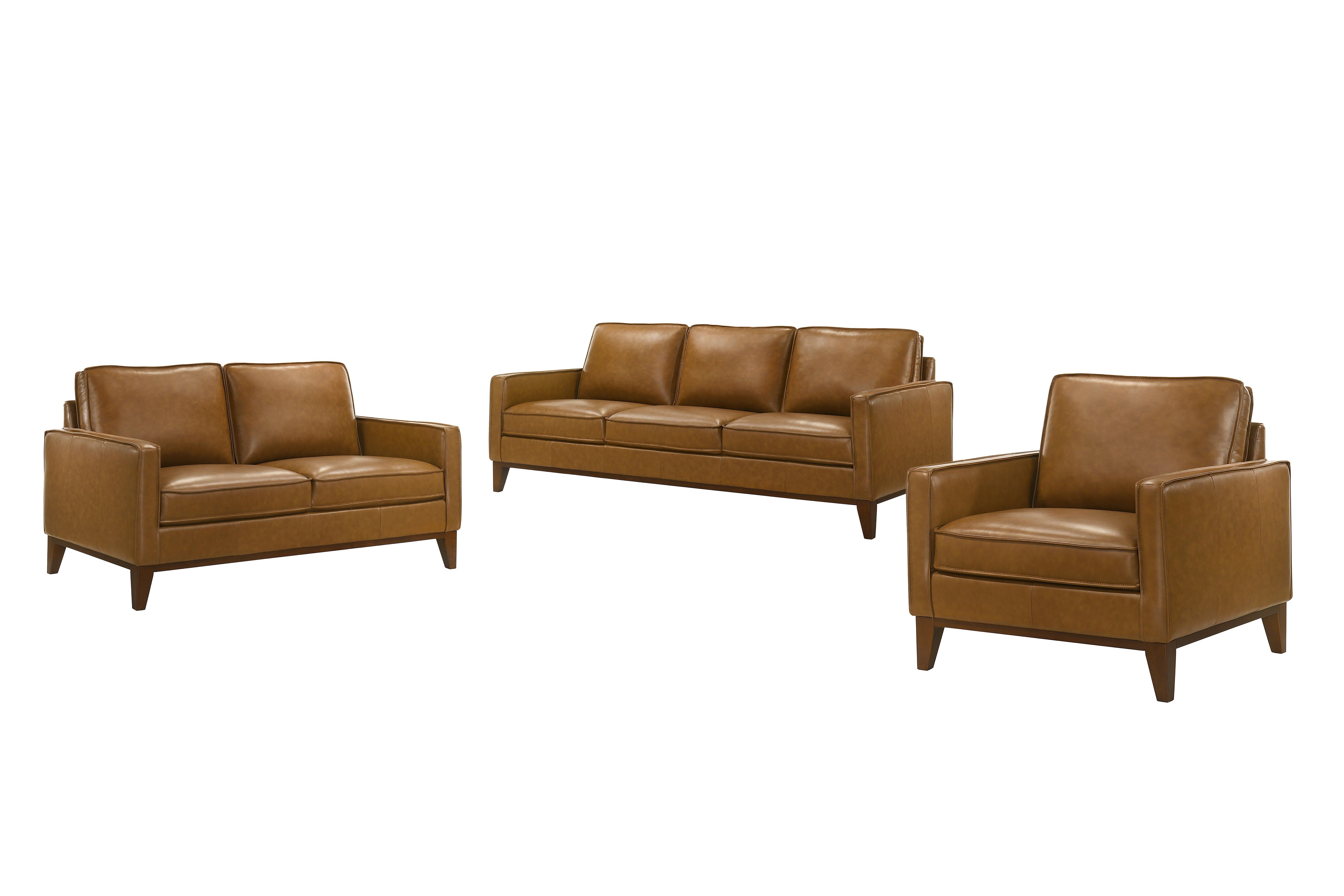 Caspar - 3 Piece Sofa & Loveseat & Chair - Caramel