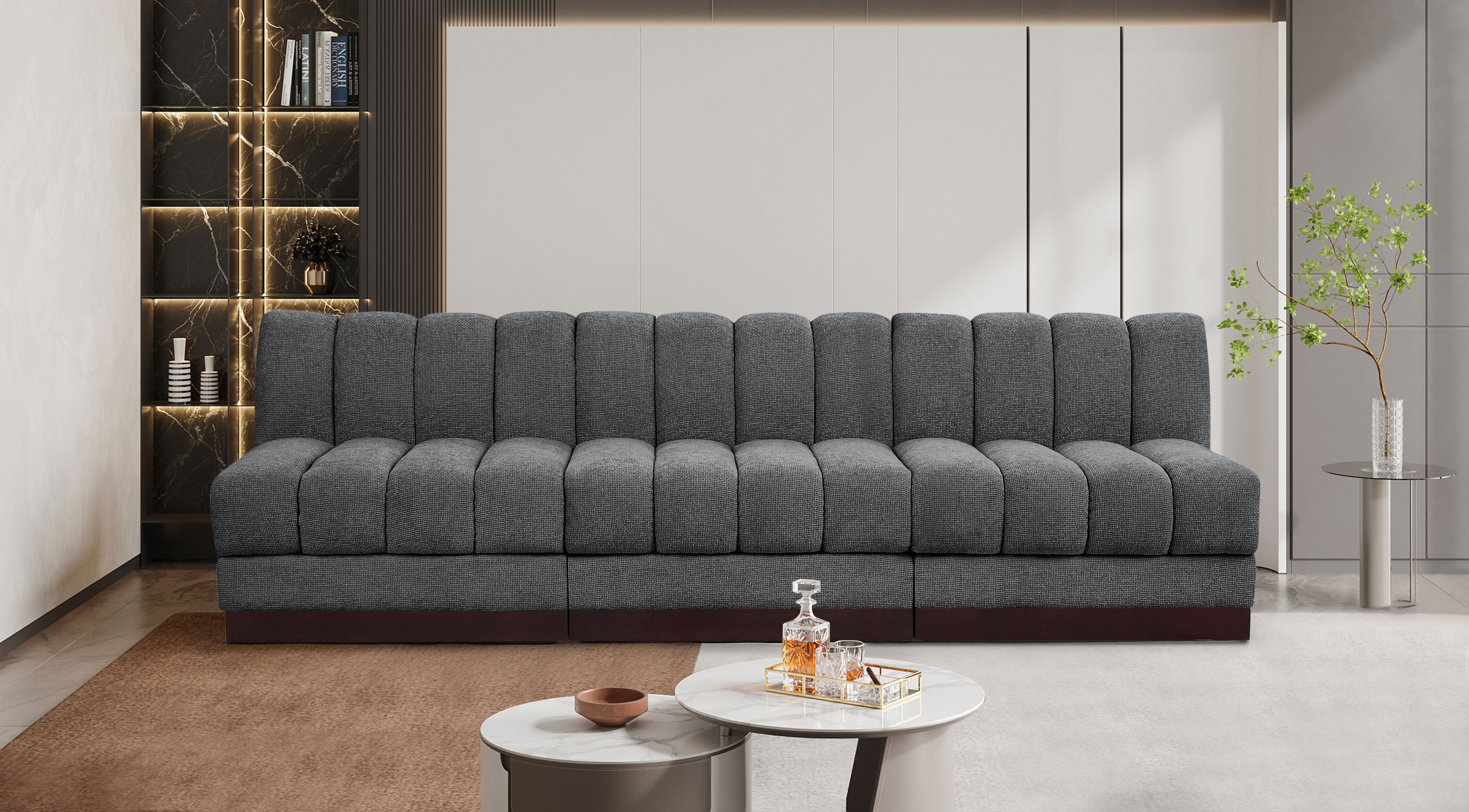 Quinn - 3 Piece Modular Armless Sofa - Gray