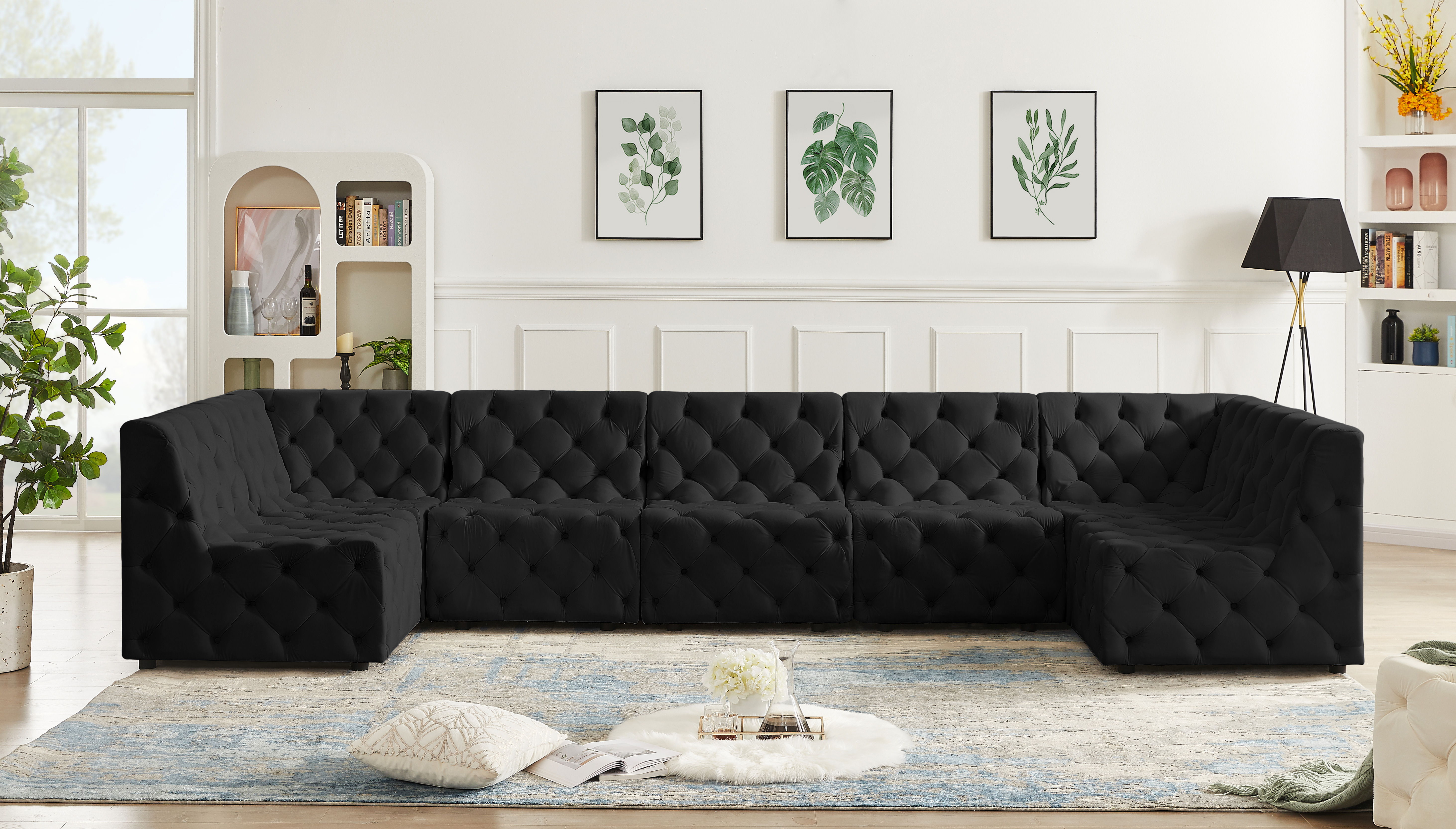 Tuft - 7 Piece Modular U-Shaped Sectional - Black