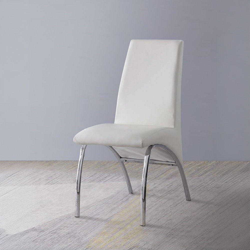Pervis - Side Chair (Set of 2) - White Synthetic Leather & Chrome, white
