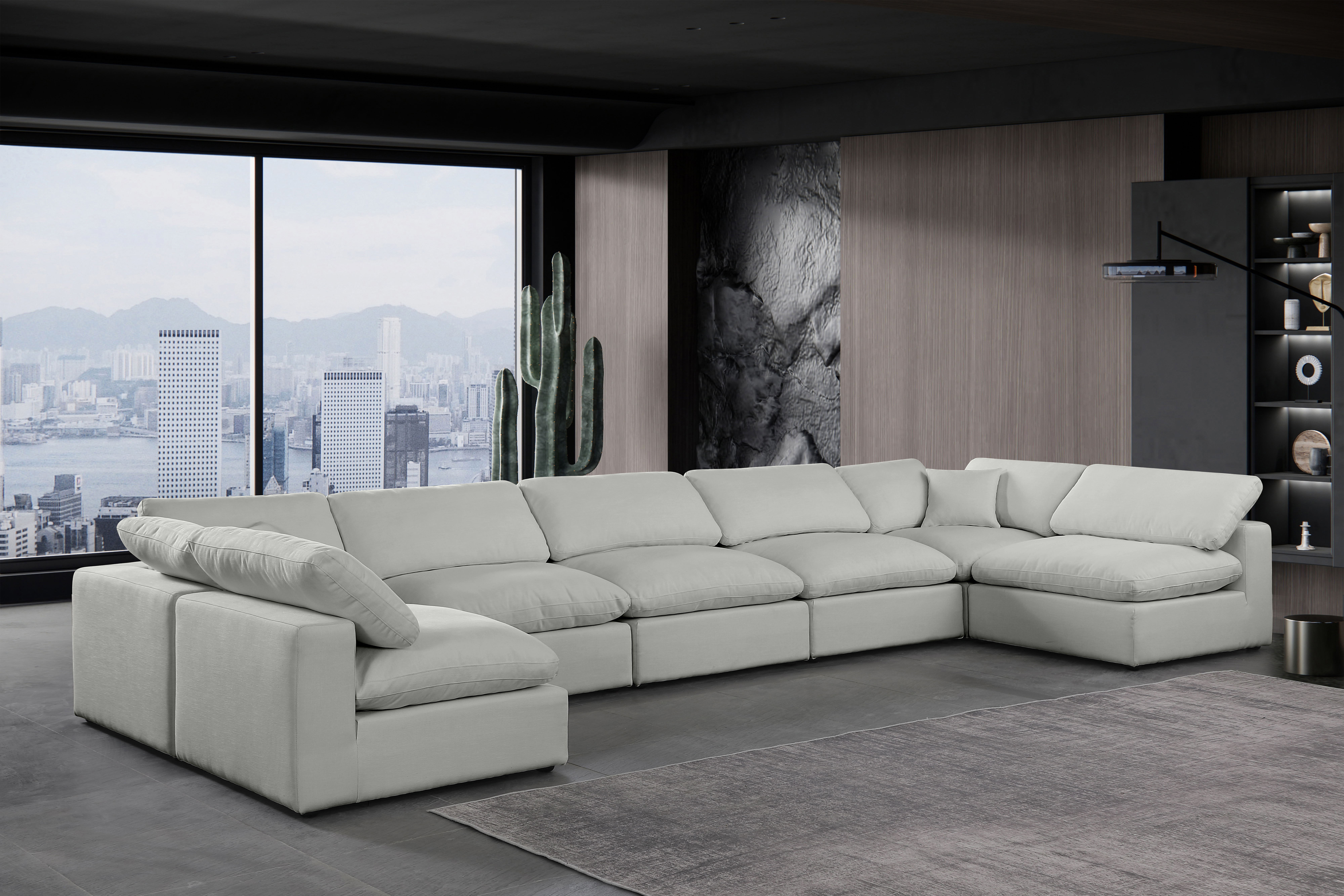 Comfy - 7 Piece Linen Modular Armless Sectional - Gray