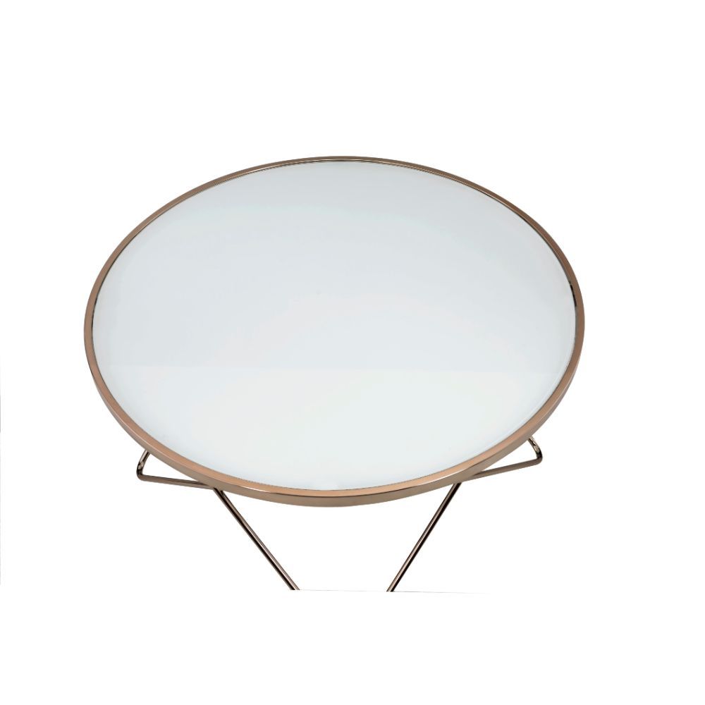 Valora - Coffee Table - Frosted Glass Top & Champagne, white, view 2