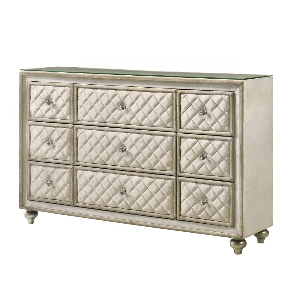Lucienne - Dresser - Beige Velvet, silver