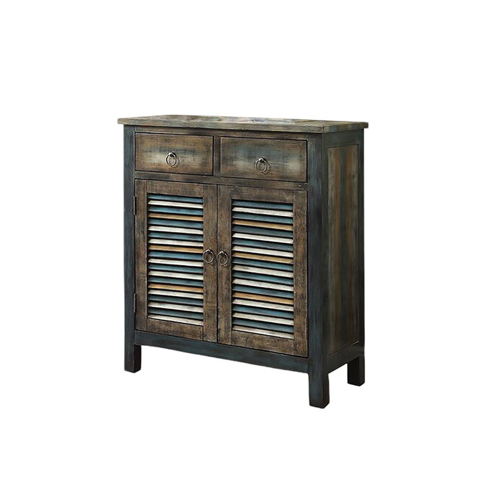 Glancio - Console Cabinet - Antique Oak & Teal, orange, view 2