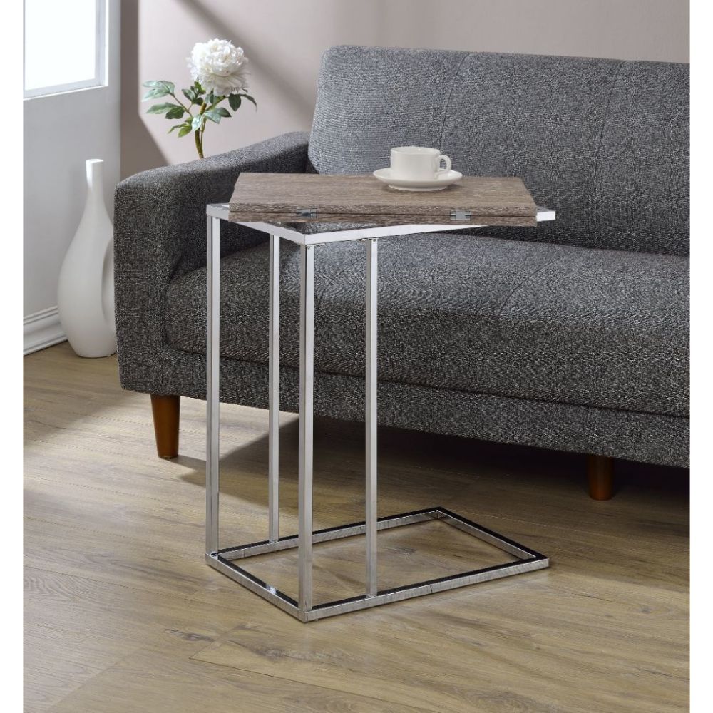 Danson - Accent Table - Weathered Oak & Chrome, silver, view 4