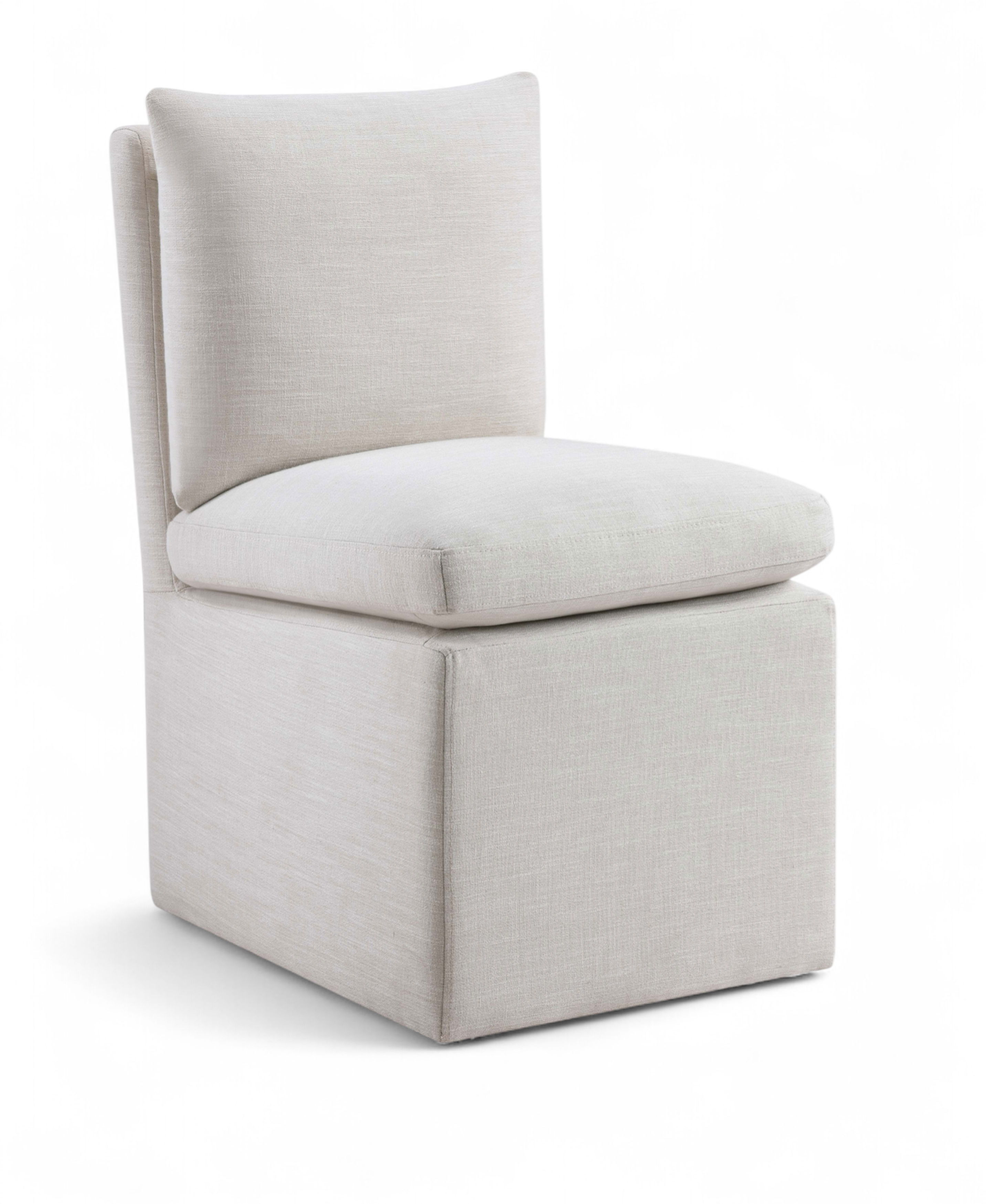 Nelori - Linen Textured Performance Fabric Upholstered Dining Chair (Set of 2) - Cream