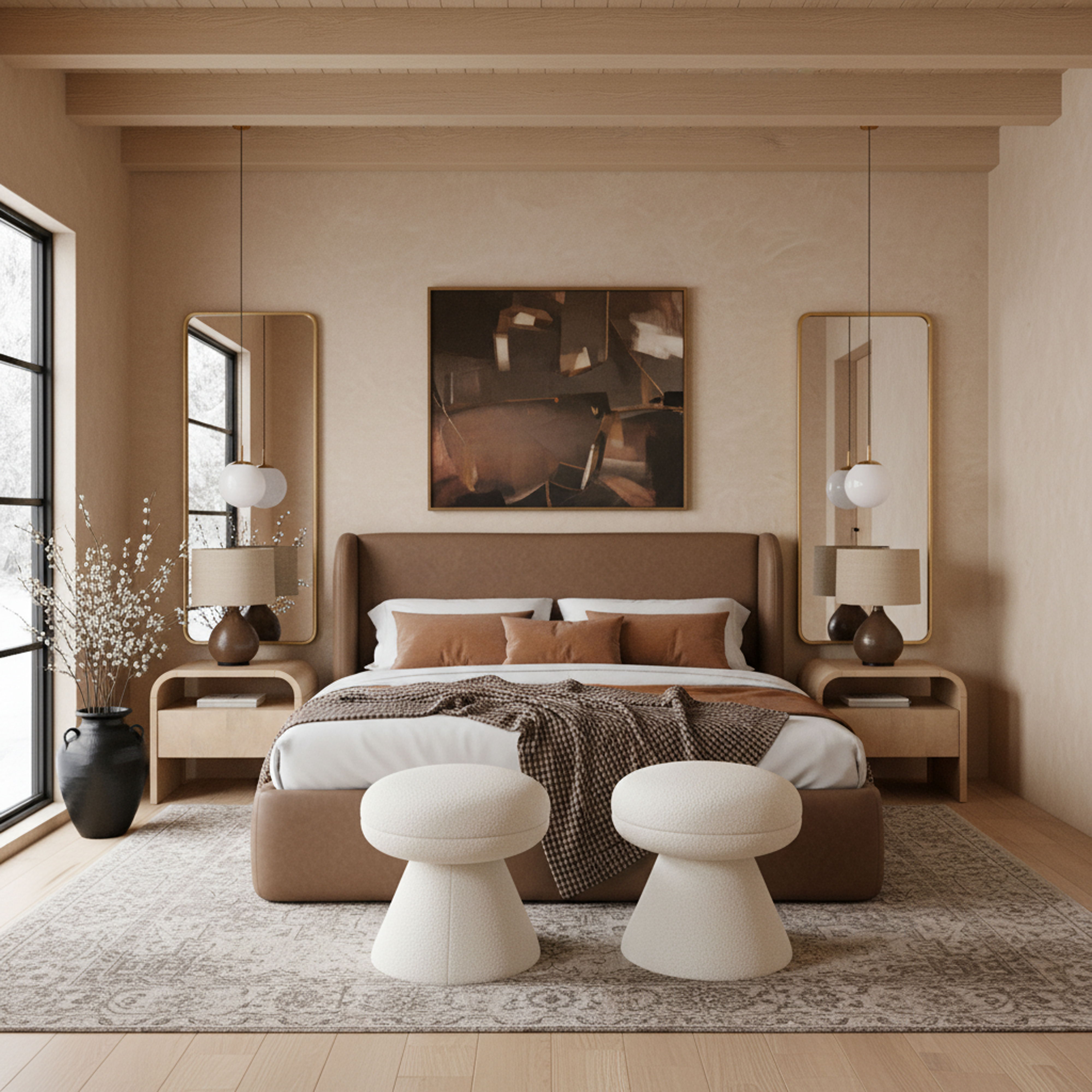 Warby - Vegan Leather Upholstered King Bed - Brown
