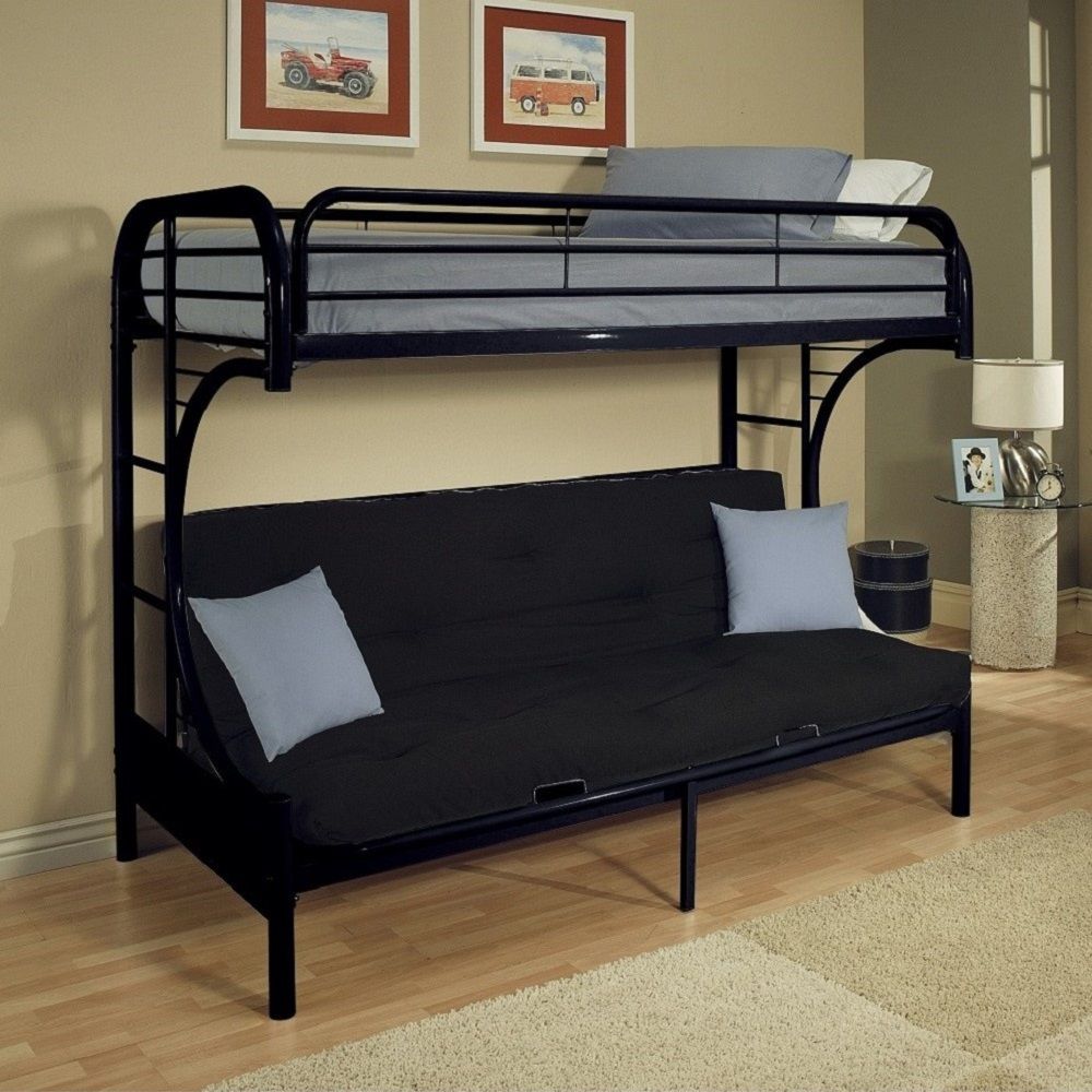 Eclipse - Twin Over Full Futon Bunk Bed - Black, black