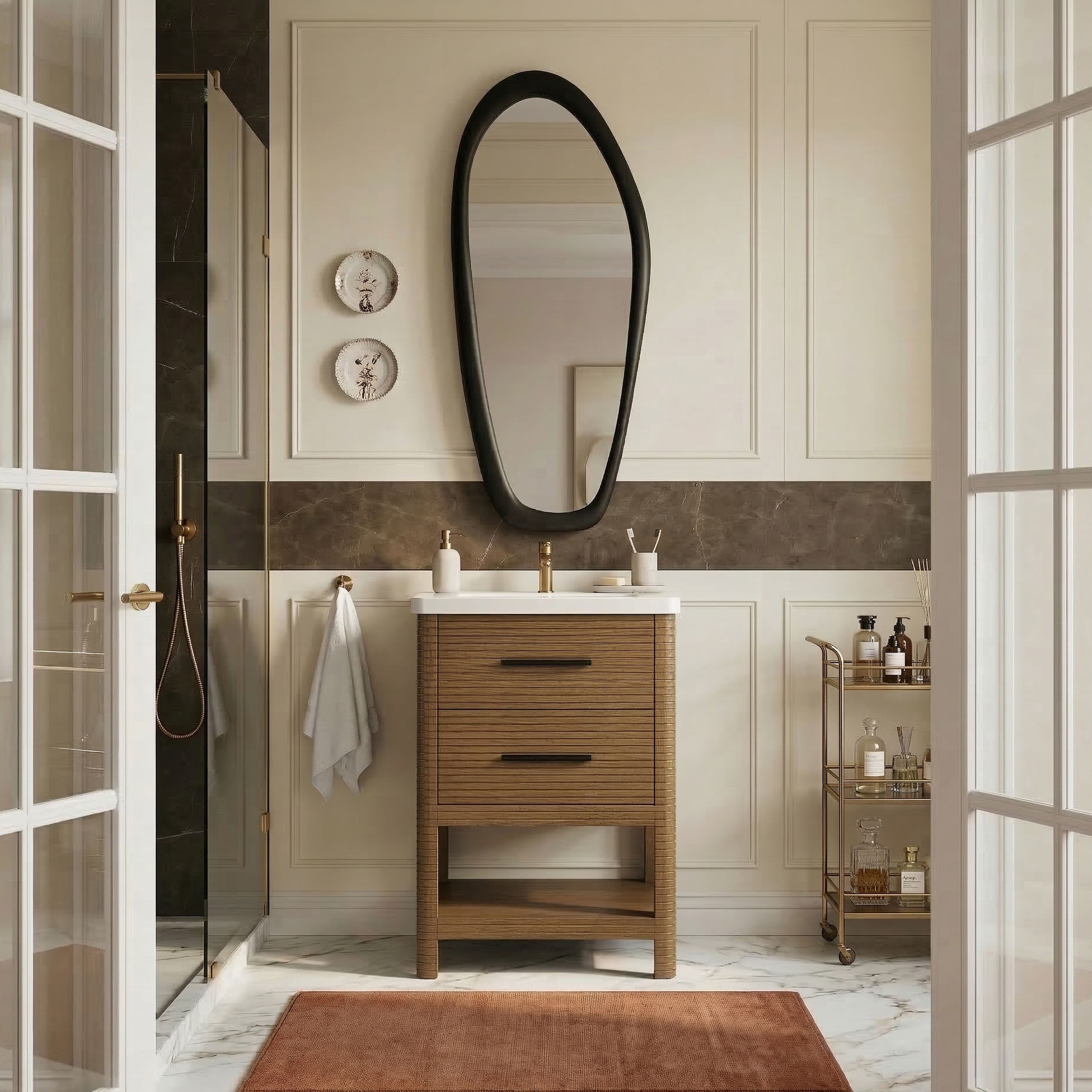 Oakwell - 24'' Bathroom Vanity - Brown / White