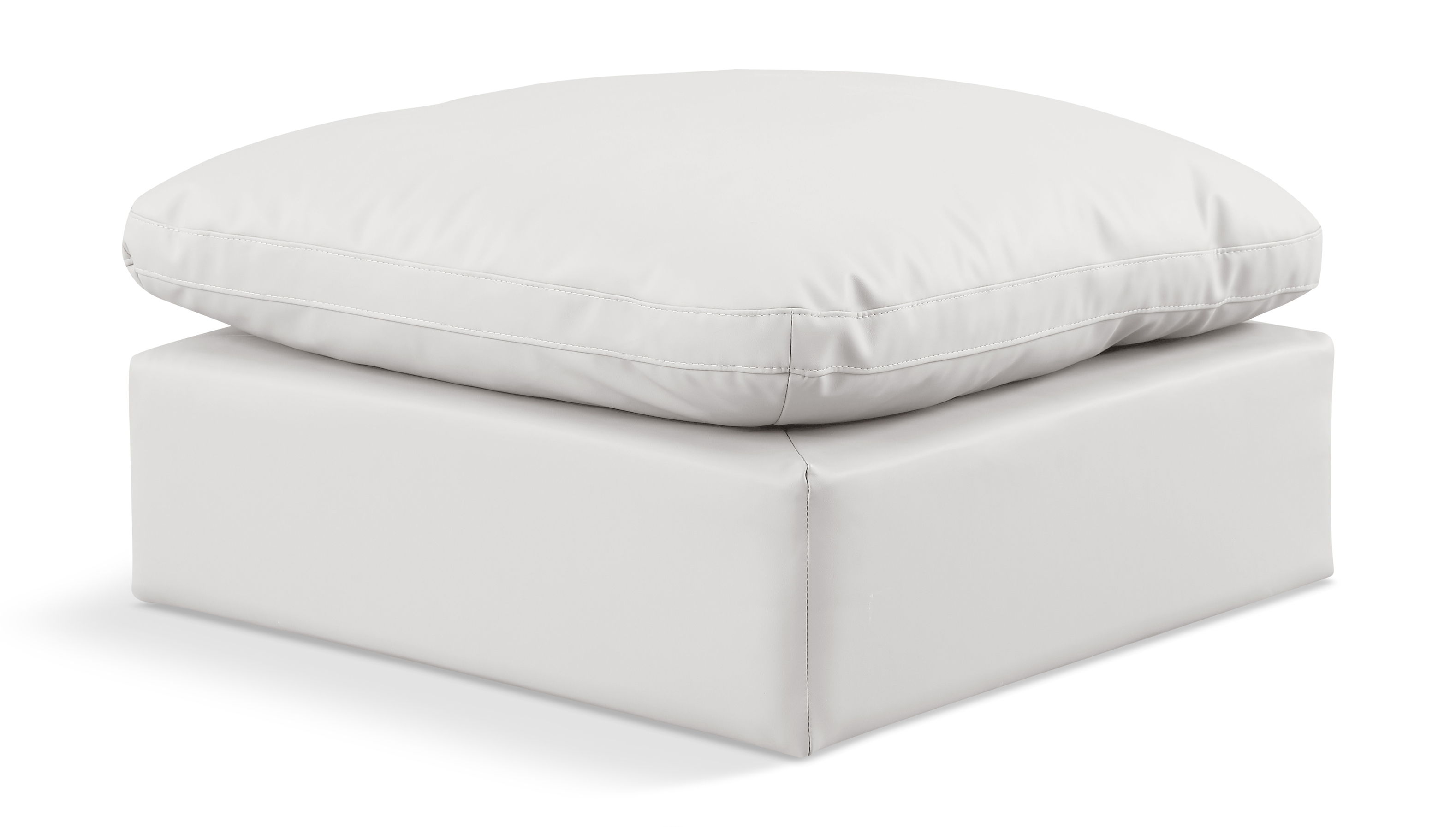 Indulge - Faux Leather Ottoman - Cream