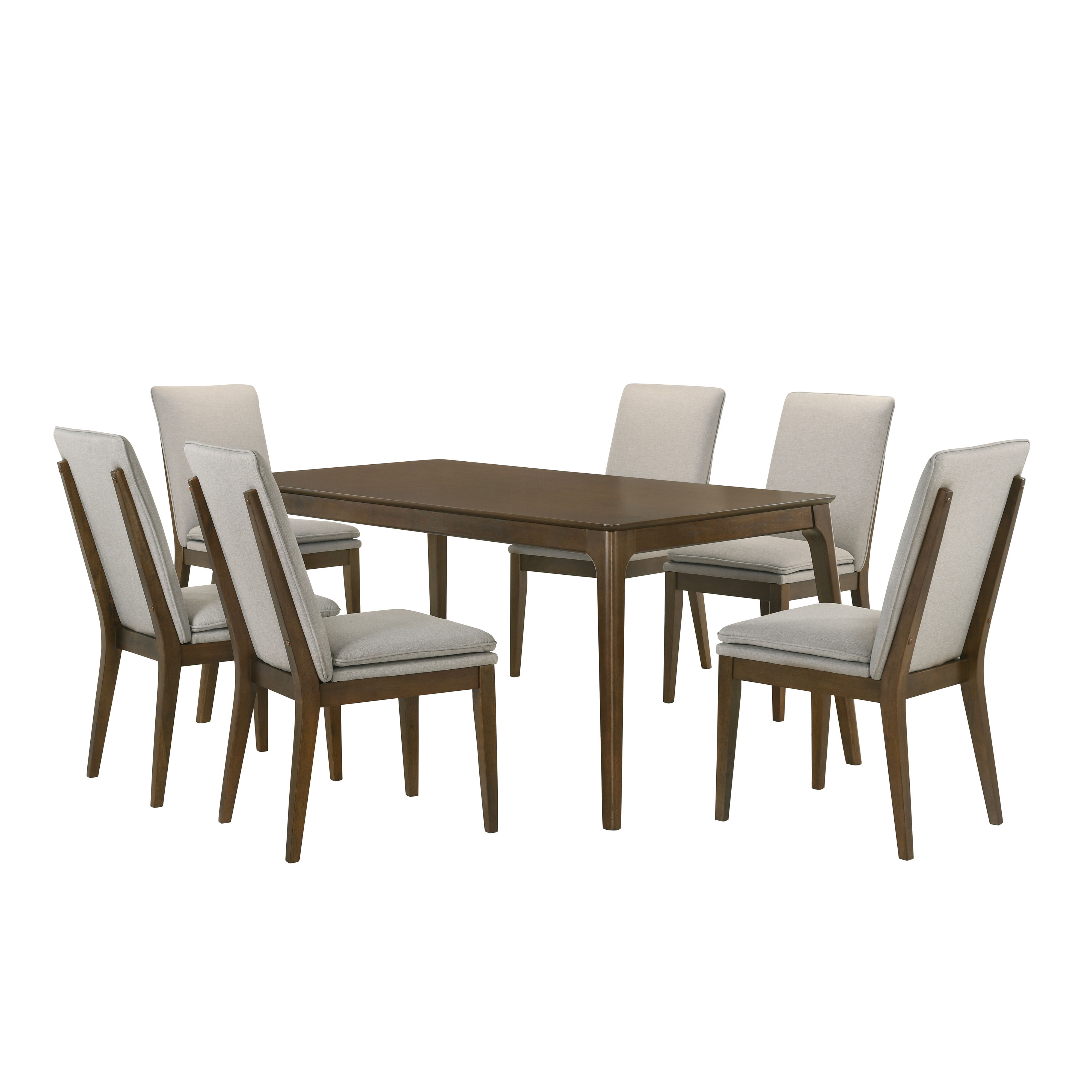 Maggie - Dining Table With 6 Natural Chairs - Dark Brown