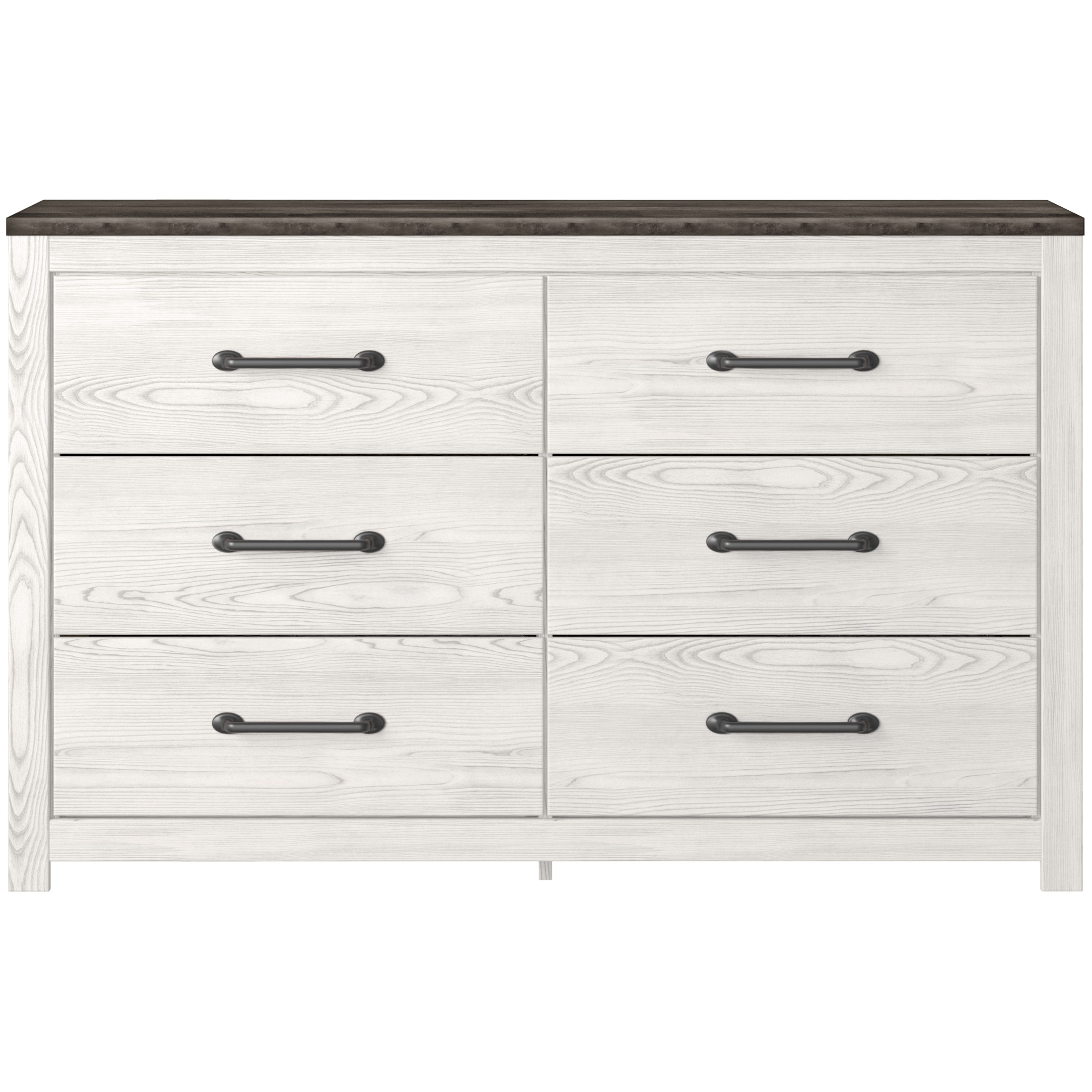 Gerridan - 6 Pc. - Dresser, Mirror, Queen Panel Bed, 2 Nightstands - White / Gray