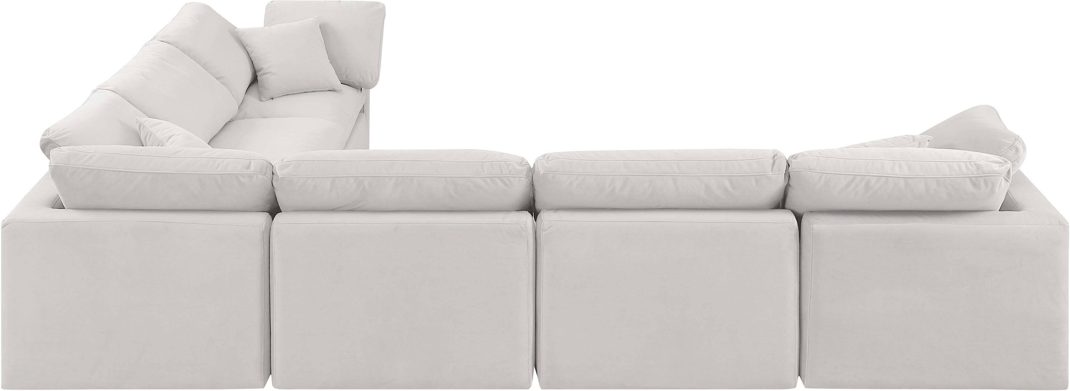 Indulge - Velvet 6 Piece Modular Corner Sectional - Off White