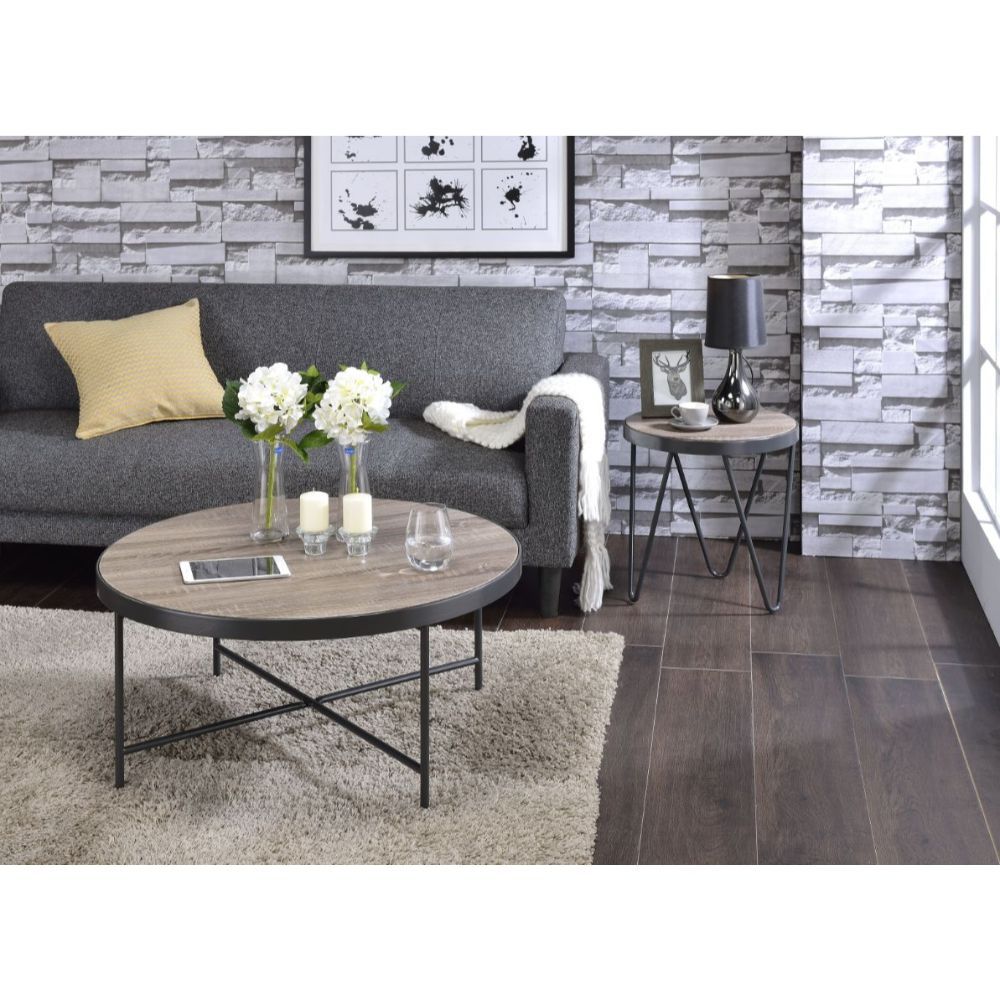 Bage - Coffee Table - Weathered Gray Oak & Metal, light brown, view 4