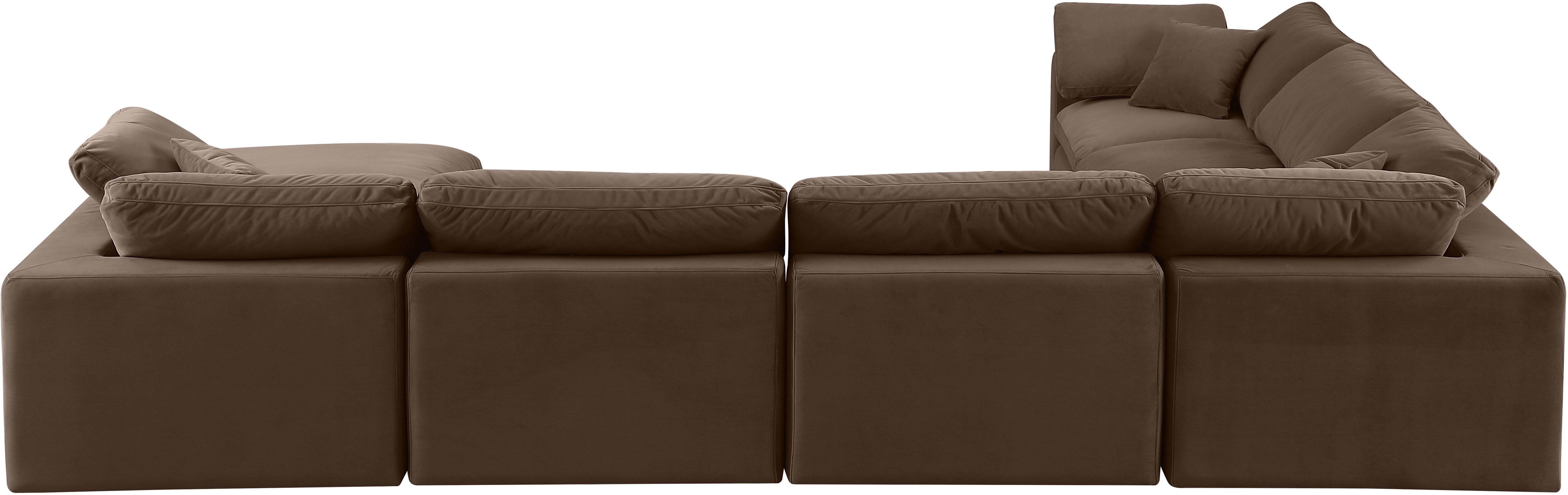Comfy - 7 Piece Velvet Modular Sectional With Chaise - Dark Brown