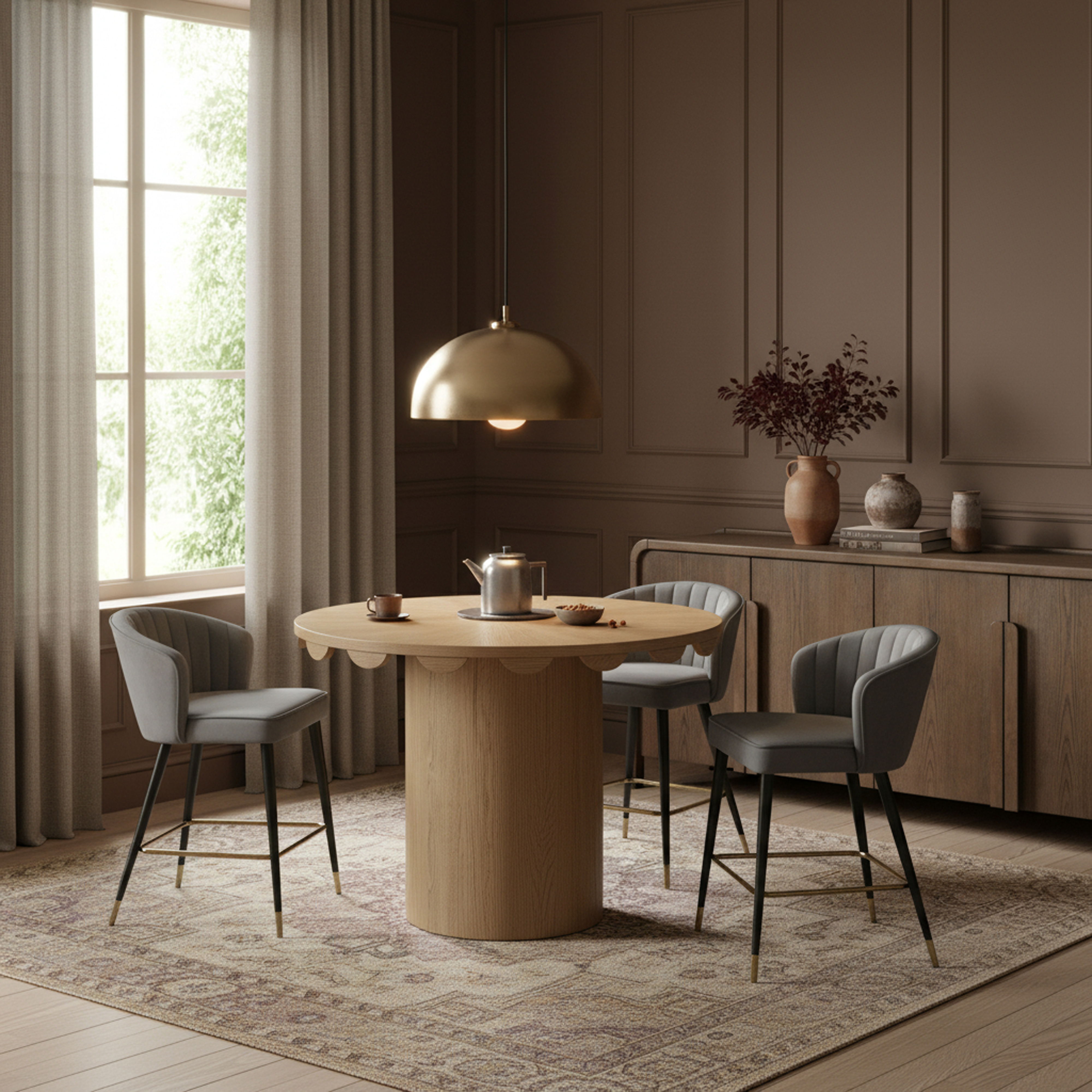 Dahlia - Solid Wood And Natural Cane Counter Height Table - Natural