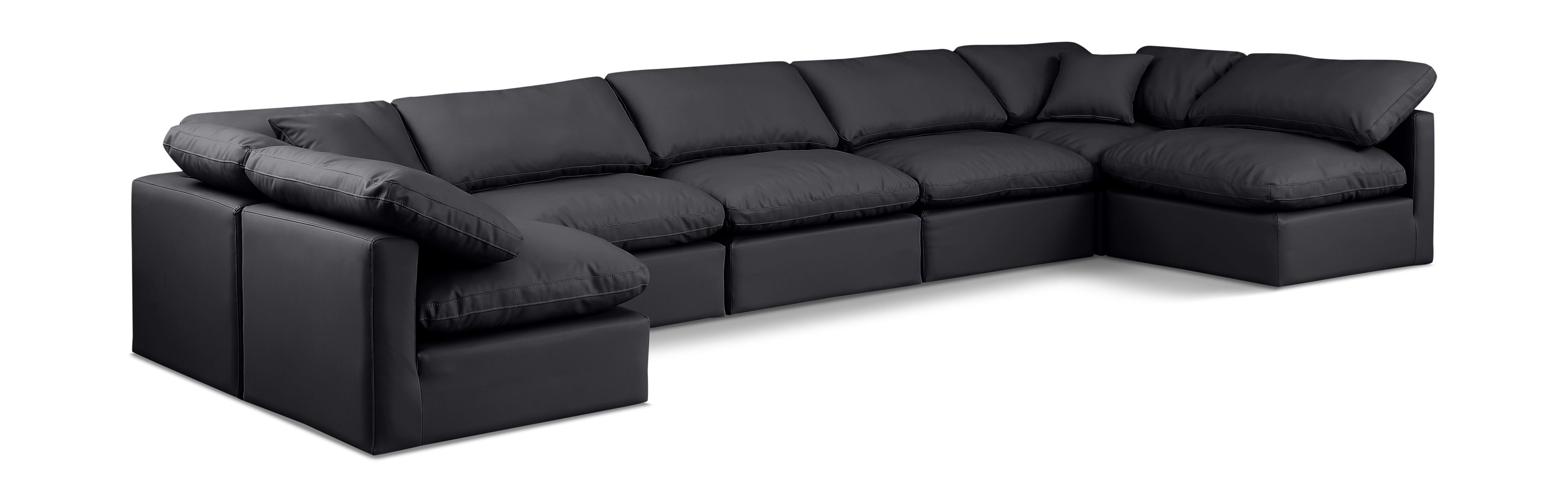 Indulge - Faux Leather 7 Piece Modular U-Shaped Sectional - Black