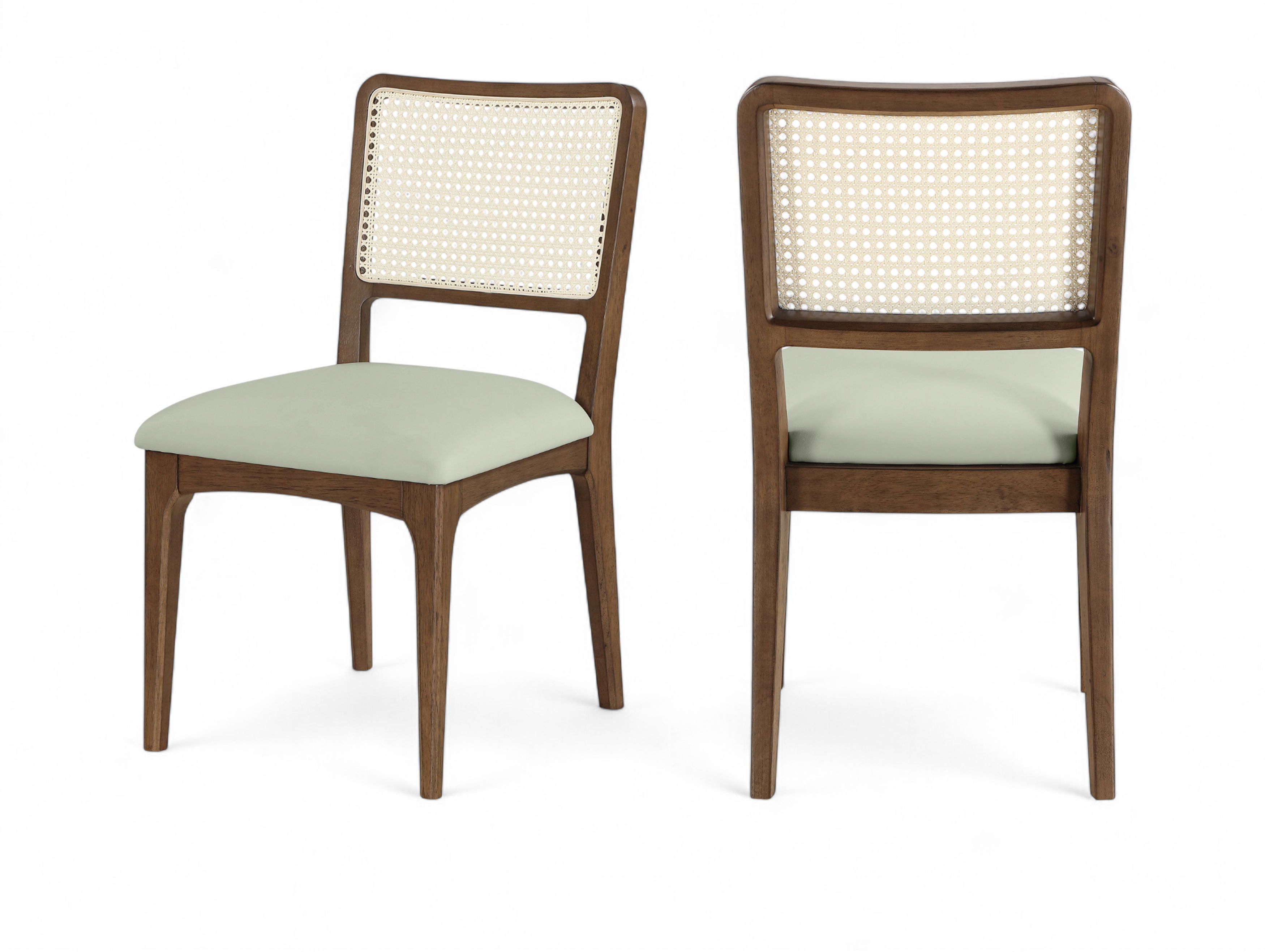 Atrium - Cane Back And Vegan Leather Upholstered Seat Dining Chair (Set of 2) - Mint