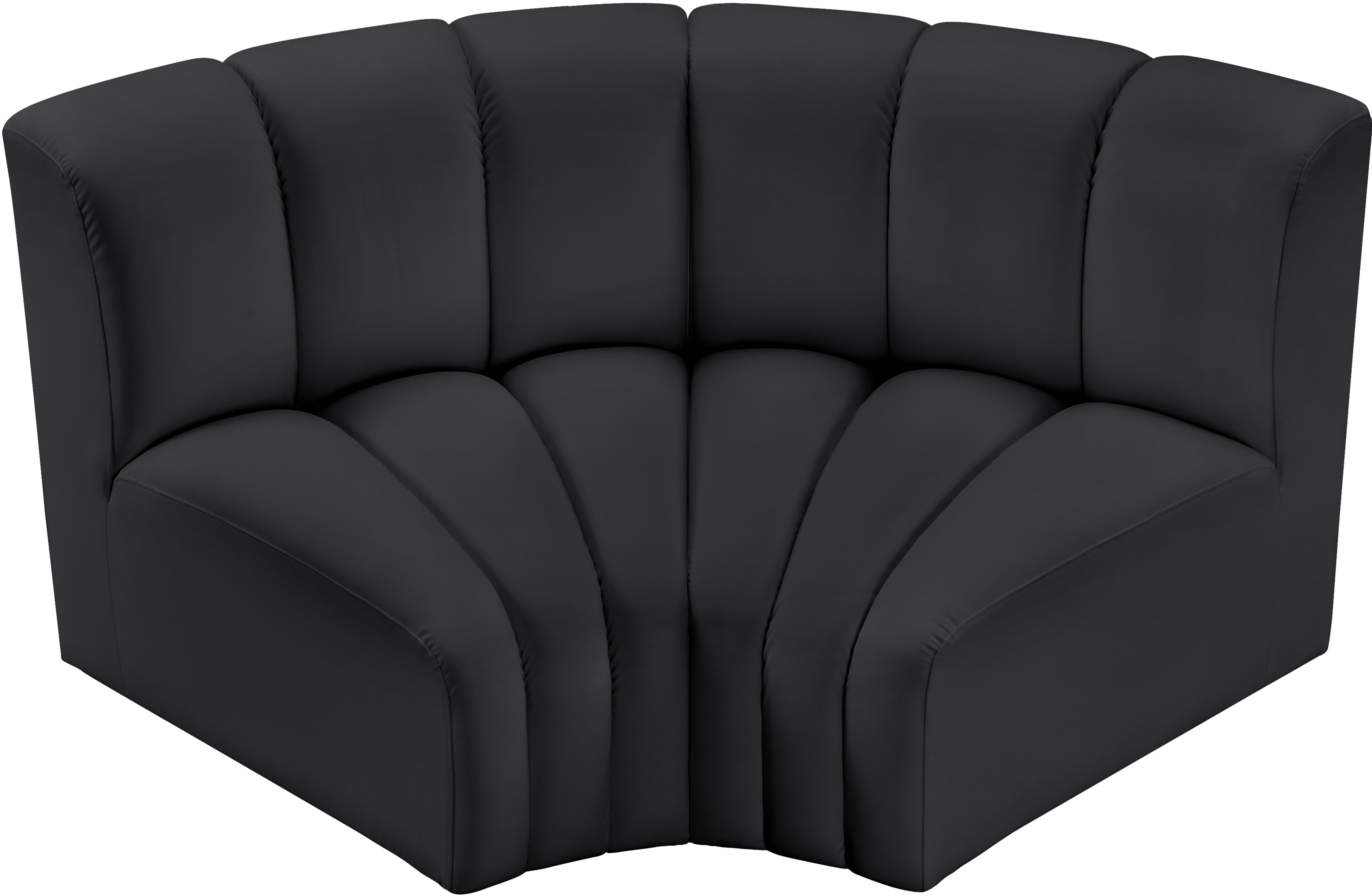 Arc - Faux Leather 2 Piece Modular Sofa - Black