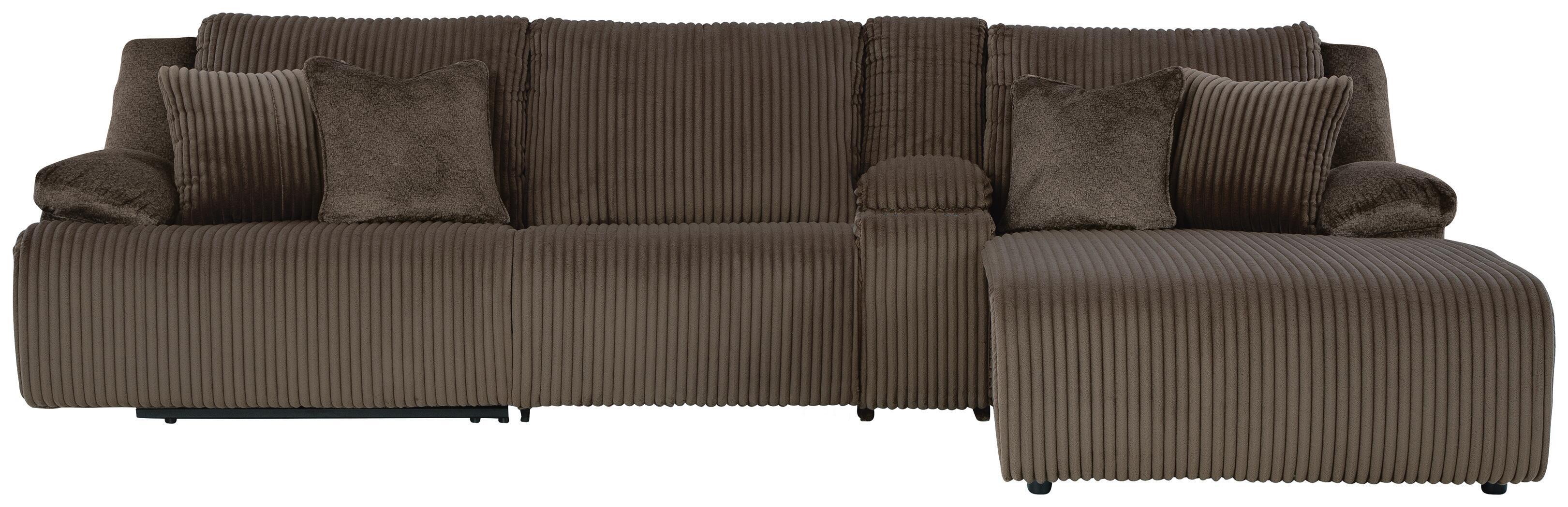 4 Pc · Reclining Sectional With Raf Press Back Chaise, Armless Chair And Storage Console