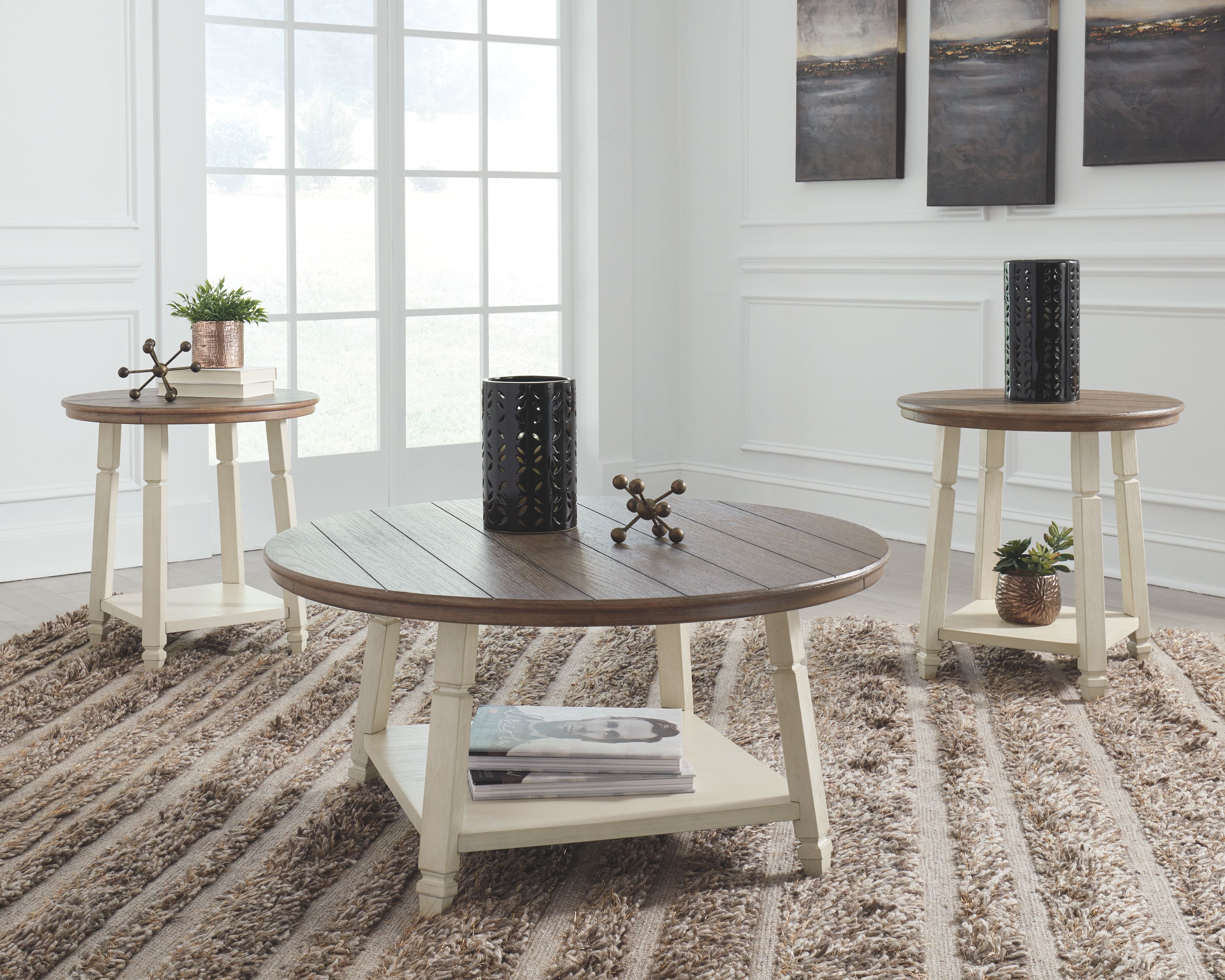 Bolanbrook - Occasional Table Set (Set of 3) - White / Brown / Beige