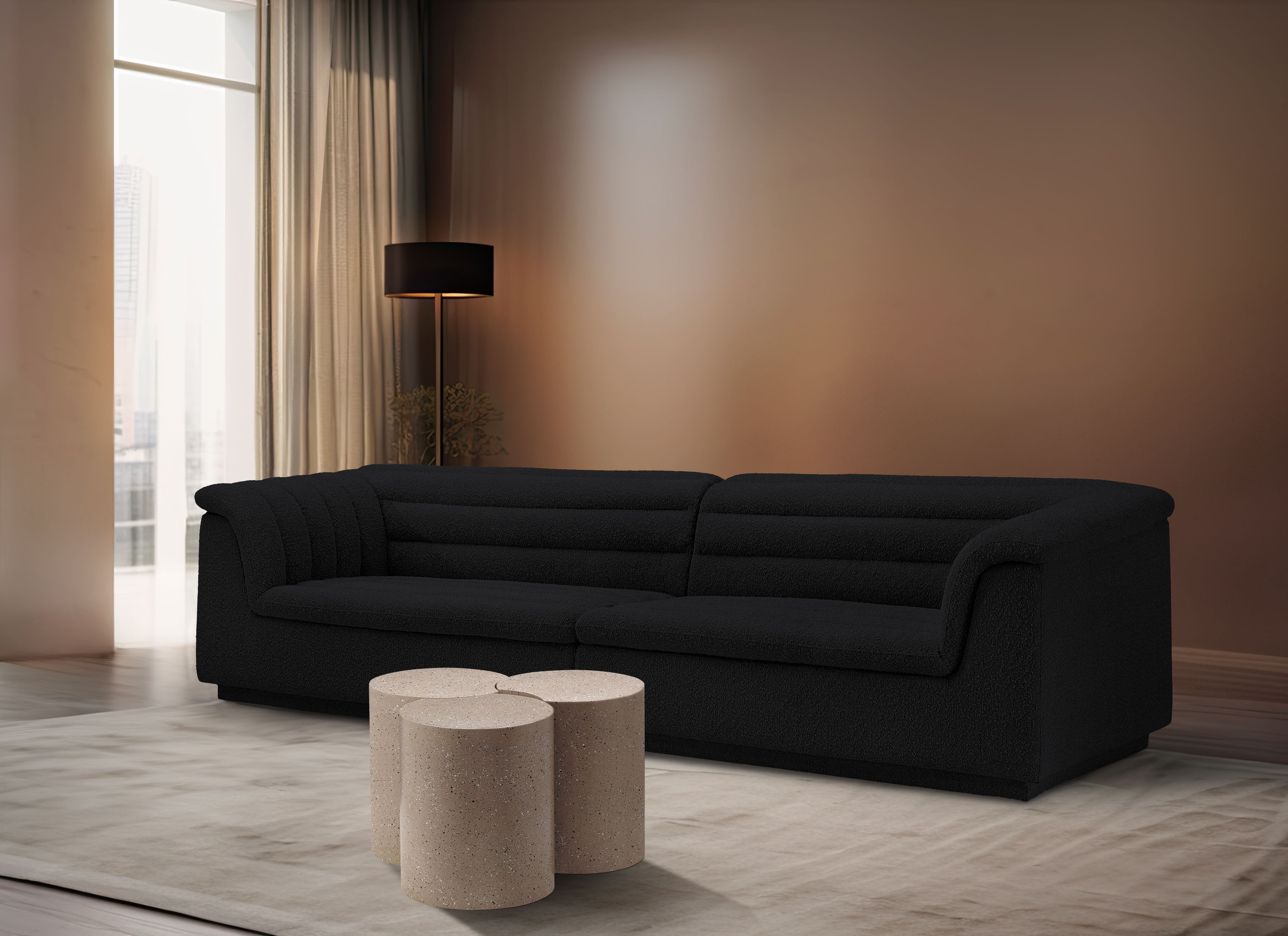 Dimple - 16" 3 Piece Modular Coffee Table - Taupe Terazzo