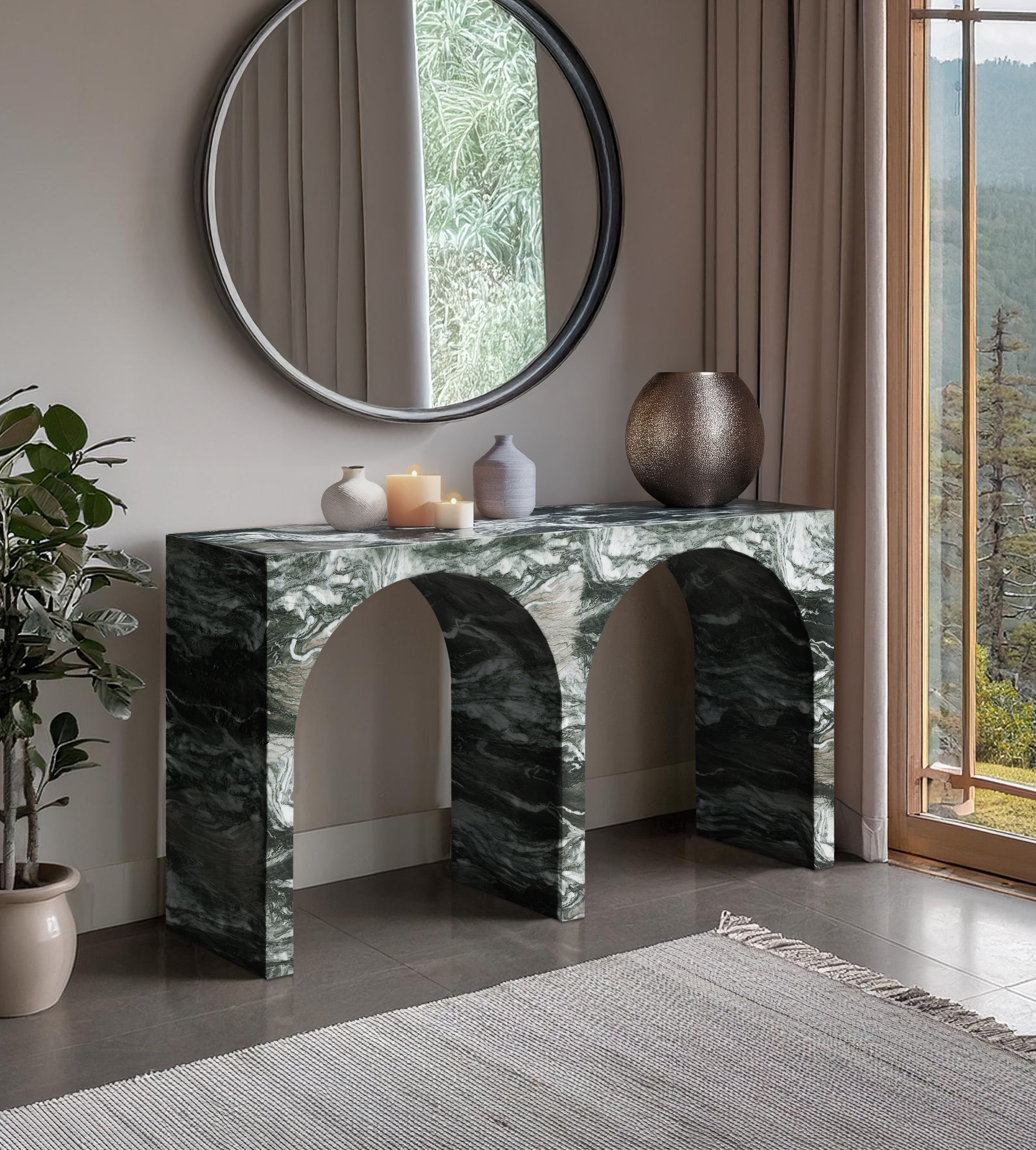 Faenza - Marble Finish Console Table - Green