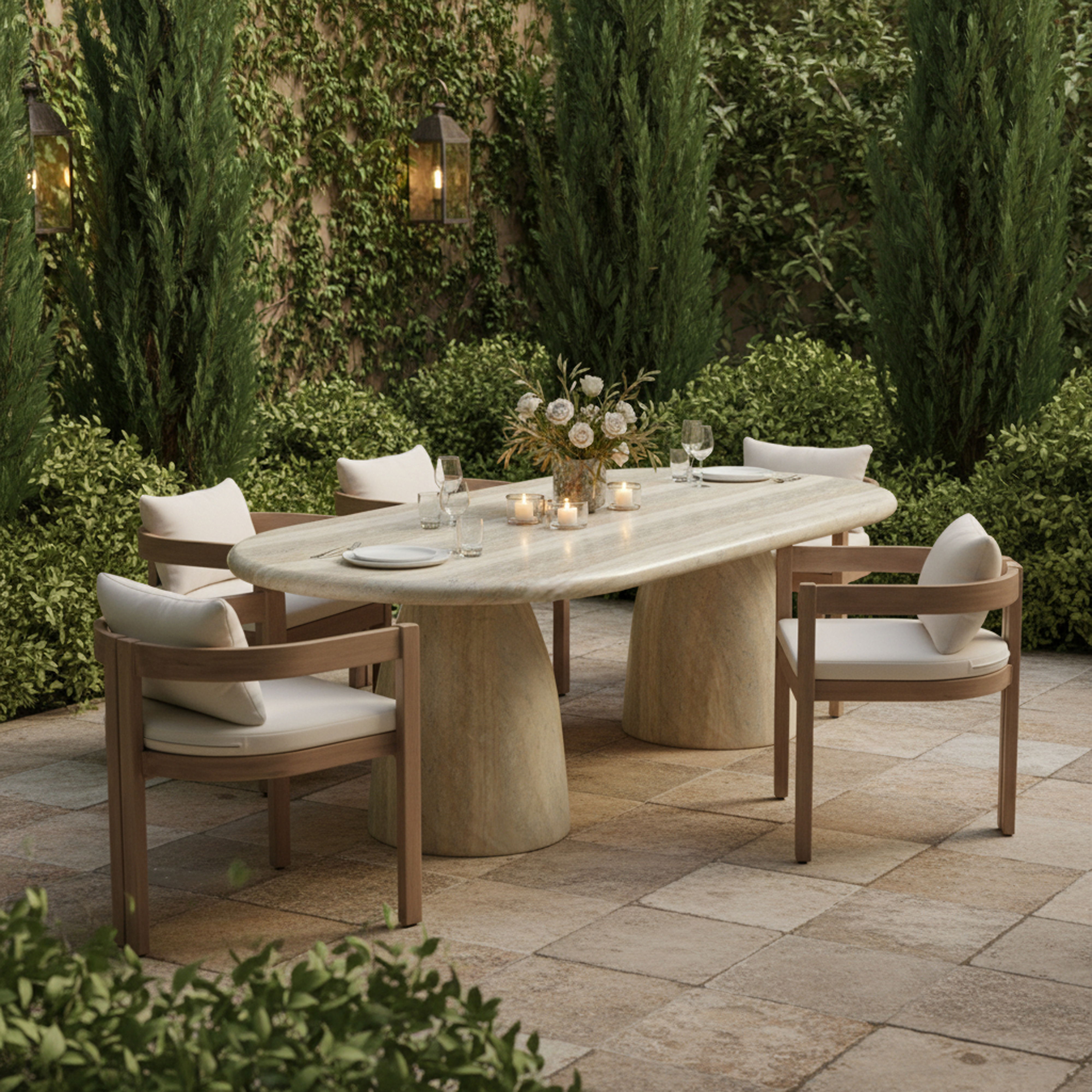 Newport - Water Resistant Fabric Upholstered Outdoor Patio Dining Chair - Cream