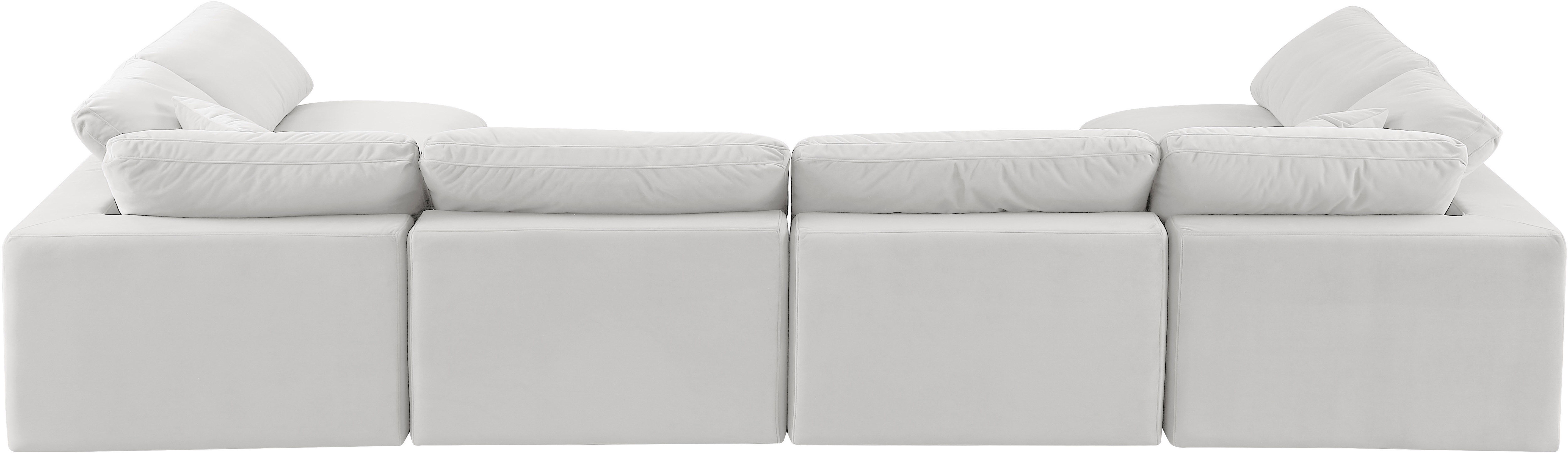 Comfy - 6 Piece Velvet Modular Armless Sectional - White