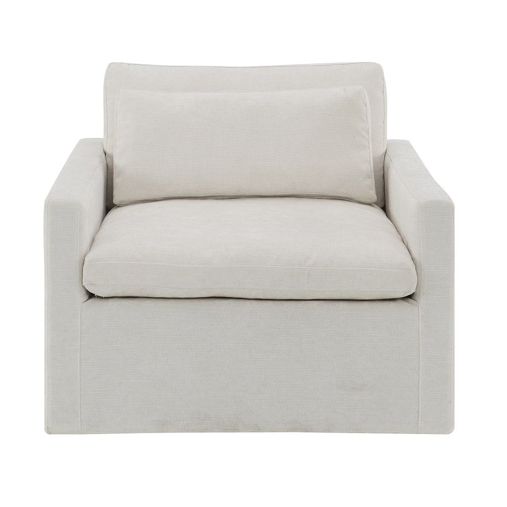 Frederick - Swivel Chair With Pillow - Ivory Fabric, beige, view 6