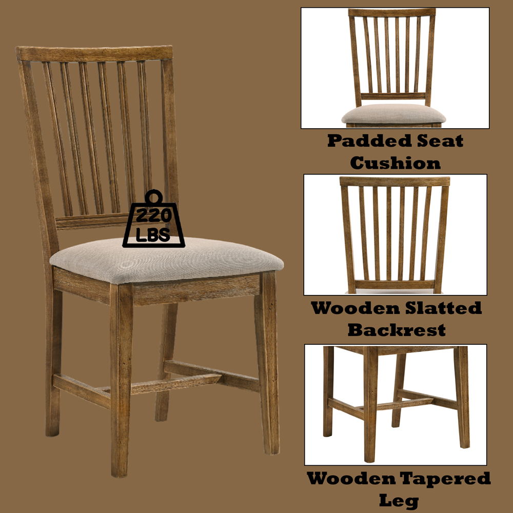 Wallace II - Side Chair (Set of 2) - Tan Linen & Weathered Oak, light brown, view 7