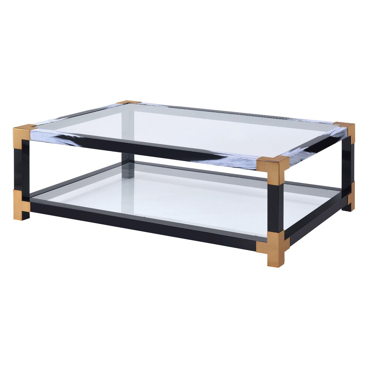 Lafty - Coffee Table - Clear Glass & White Brushed, white