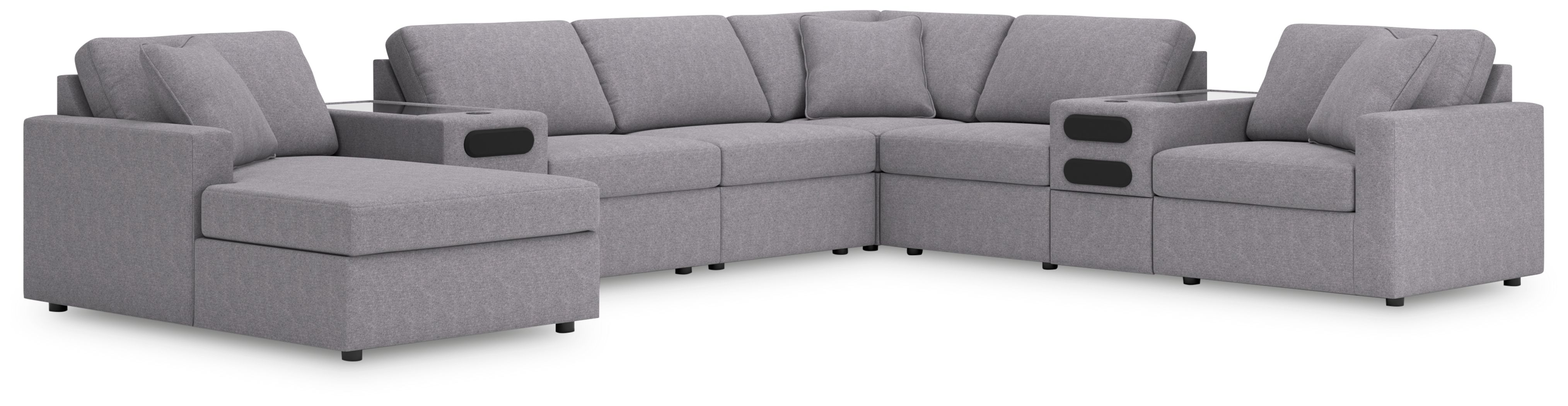 8 Pc · Sectional With Audio System Console And Laf Corner Chaise