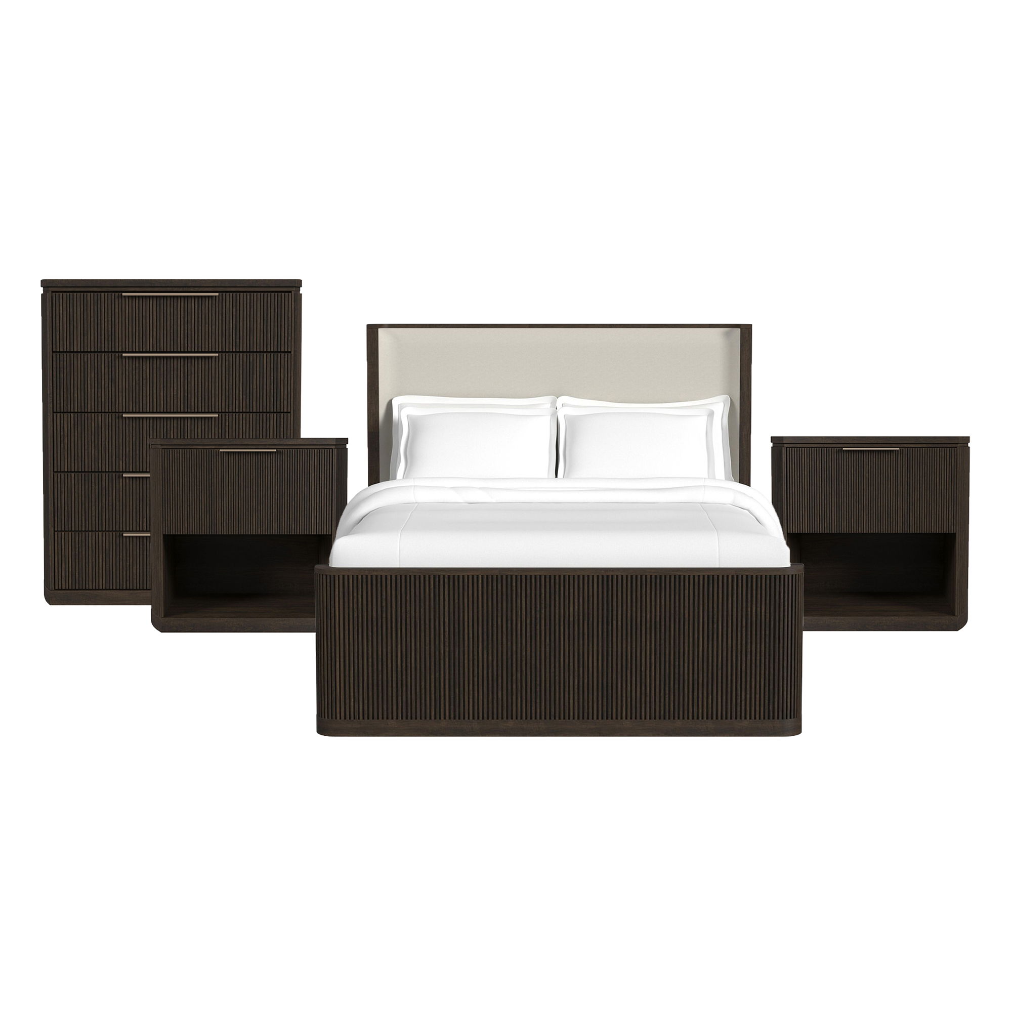Queen · 4 Pc · Bedroom Set With 2 Nightstands & Chest
