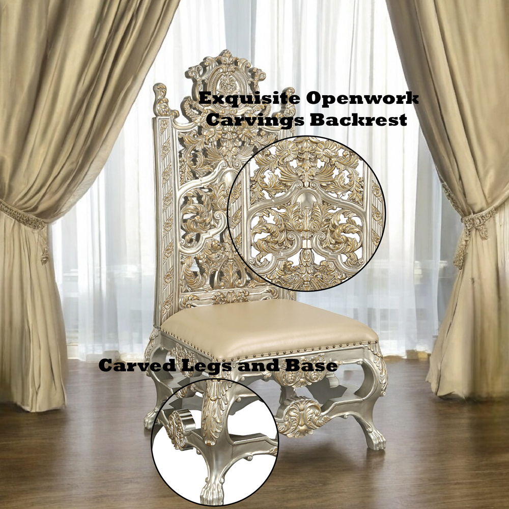 Danae - Side Chair (Set of 2) - Synthetic Leather , Champagne & Gold, beige, view 6