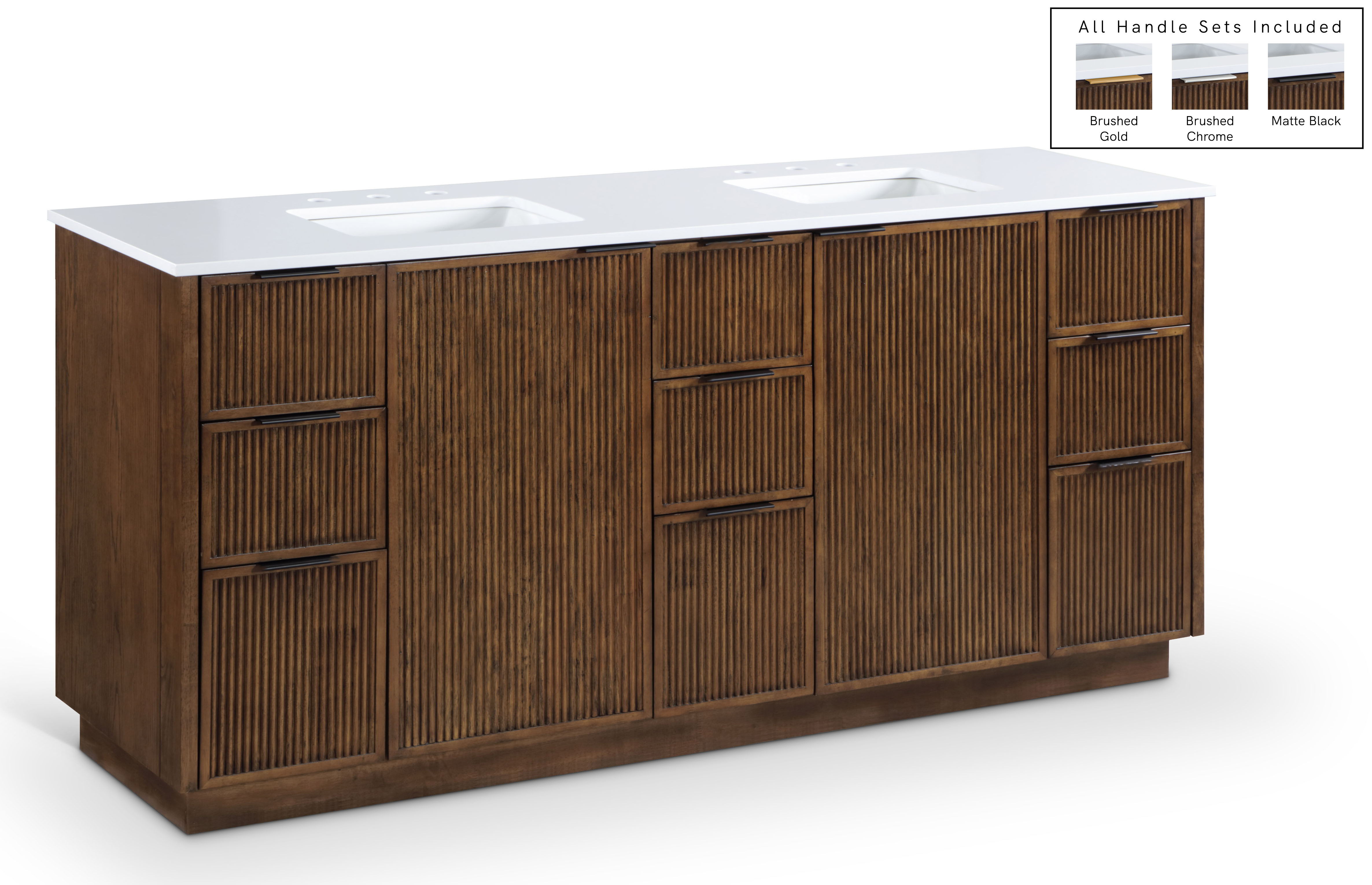Willard - Engineered Stone And Solid Wood 72" Bathroom Vanity - Brown