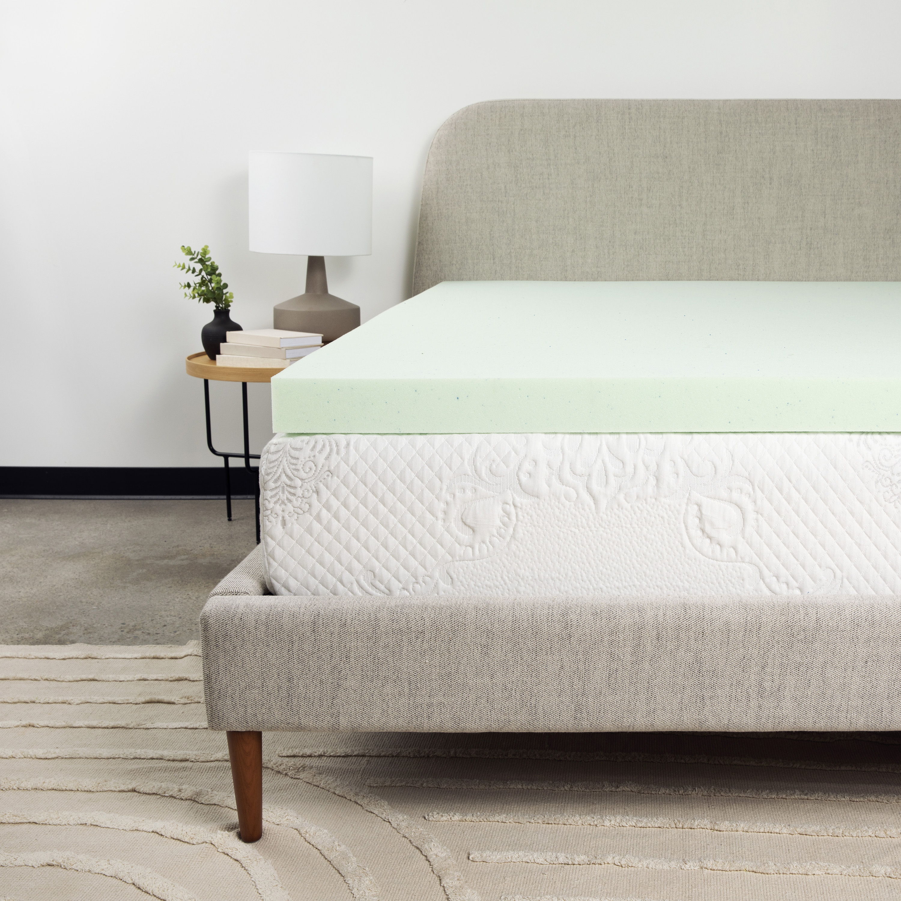 3\" Full Cool Gel Memory Foam Mattress Topper - Green Image