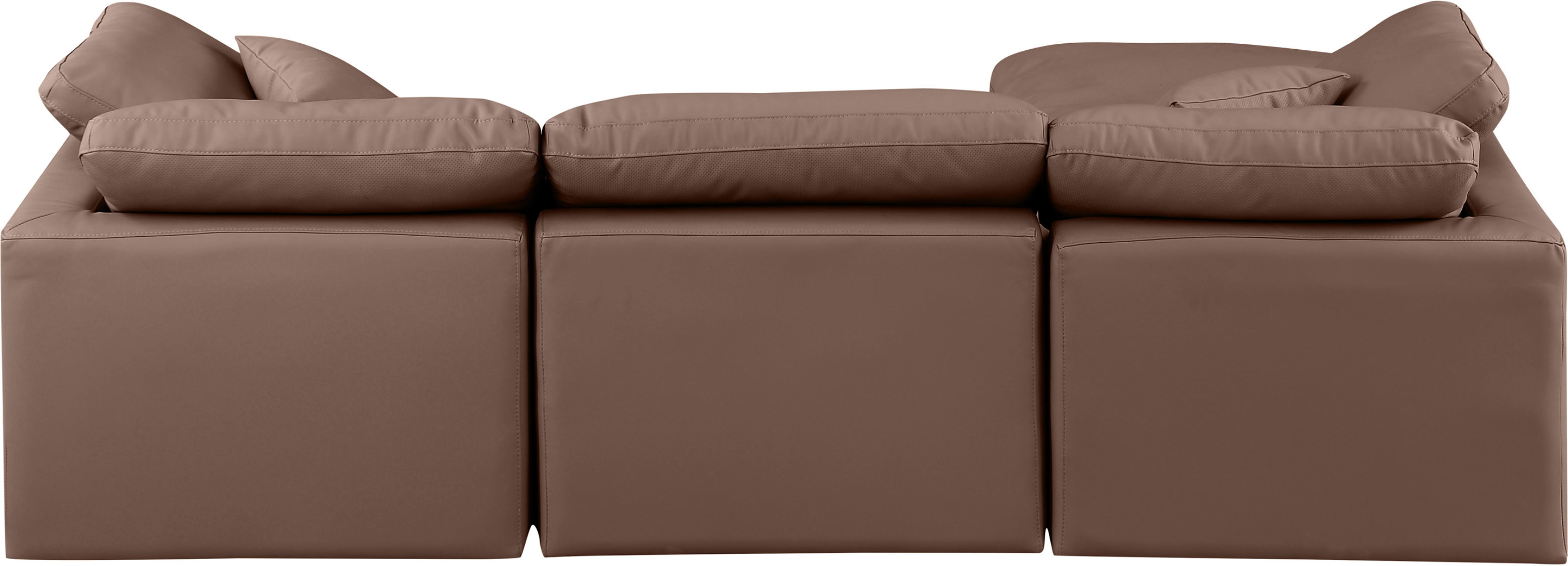 Indulge - Faux Leather 4 Piece Modular Sectional With Chaise - Brown