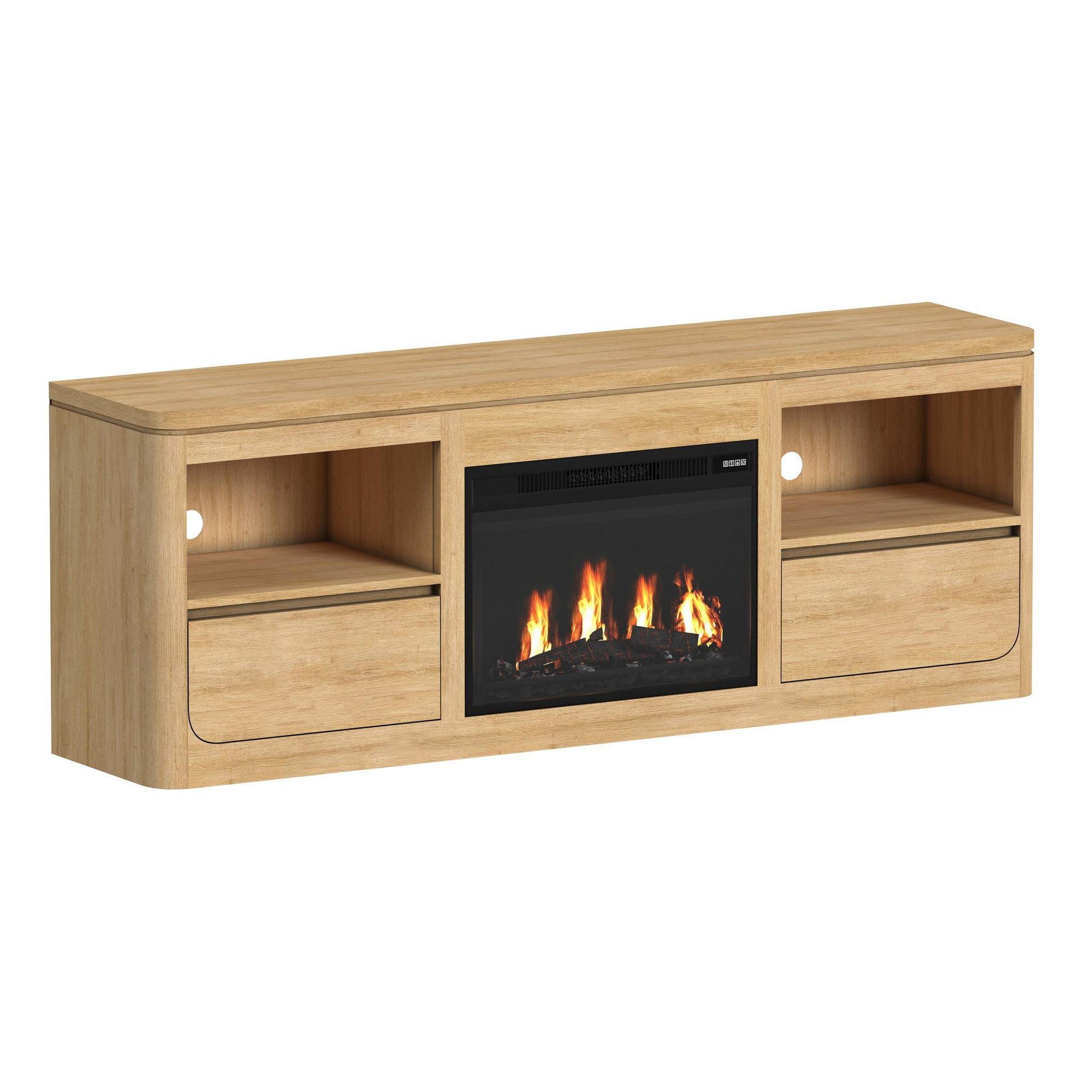 Rosalie - 71" TV Console With Fireplace Insert - Natural