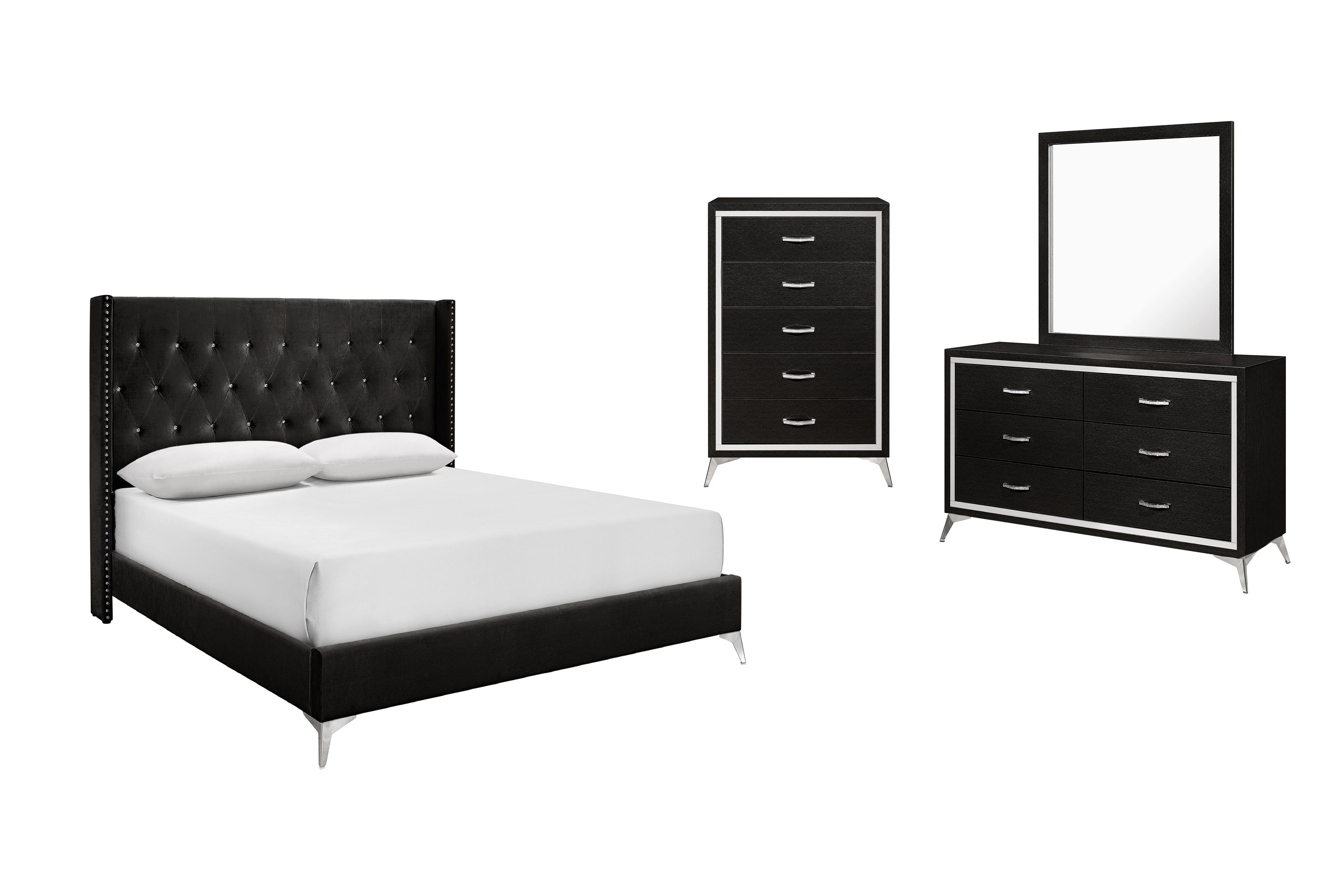Eastern King · 4 Pc · Bed & Dresser & Mirror & Chest